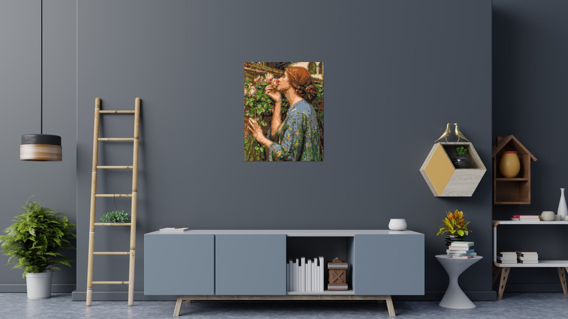 The Soul of The Rose by J. W. Waterhouse - Brick Art Mosaic Kit 4x5 scene