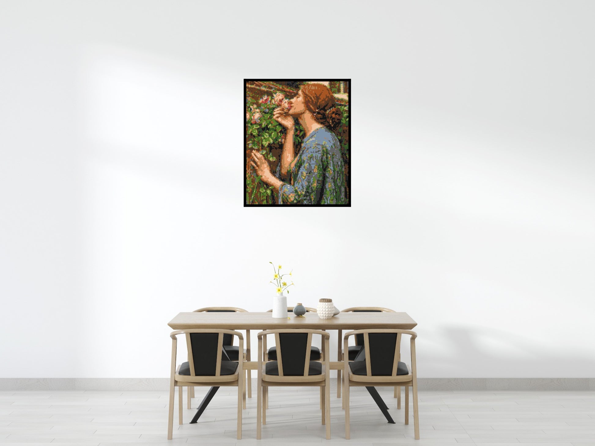 The Soul of The Rose by J. W. Waterhouse - Brick Art Mosaic Kit 5x6 scene with frame