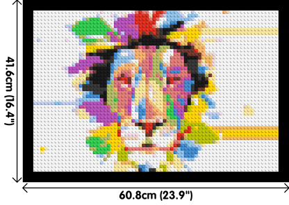 Abstract Lion Colourful Pop Art - Brick Art Mosaic Kit 3x2 large