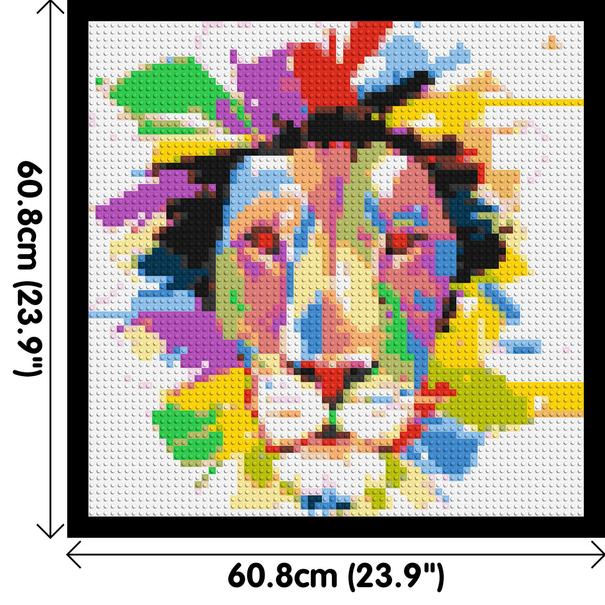 Abstract Lion Colourful Pop Art - Brick Art Mosaic Kit 3x3 dimensions with frame