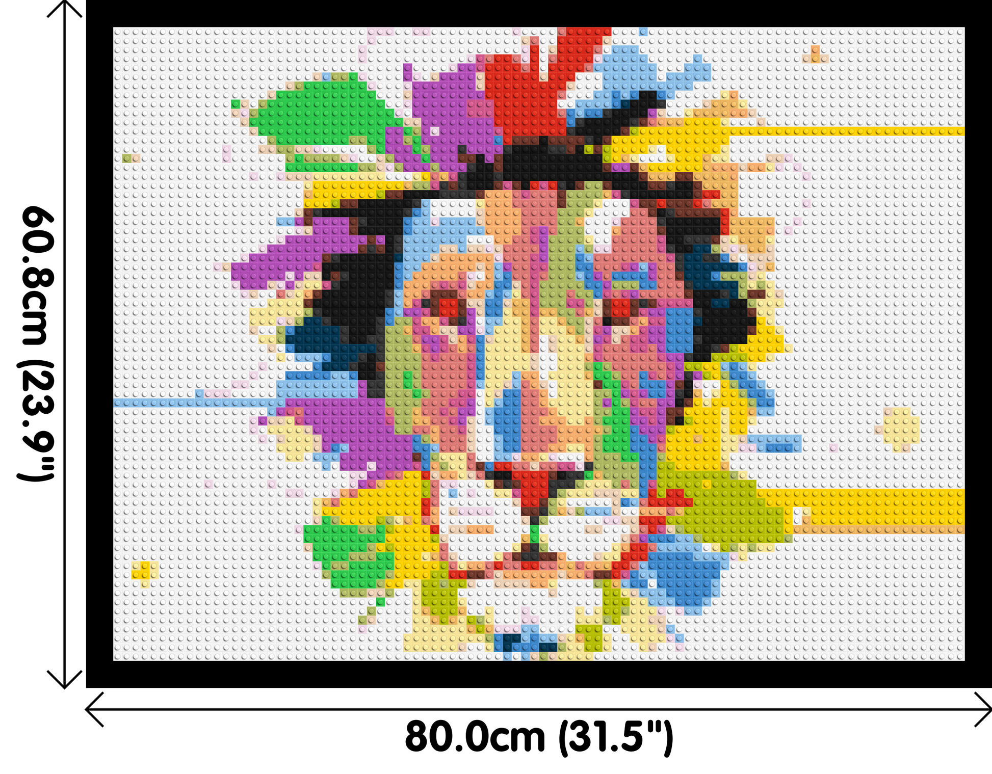 Abstract Lion Colourful Pop Art - Brick Art Mosaic Kit 4x3 dimensions with frame