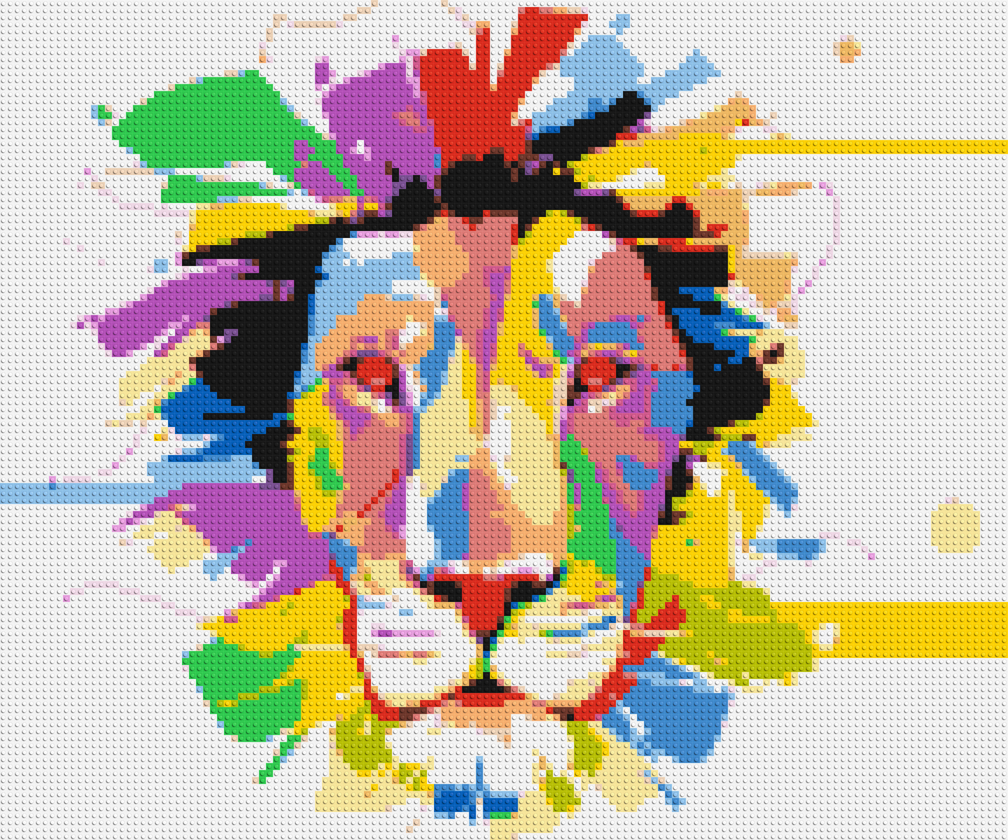 Abstract Lion Colourful Pop Art - Brick Art Mosaic Kit 6x5 large