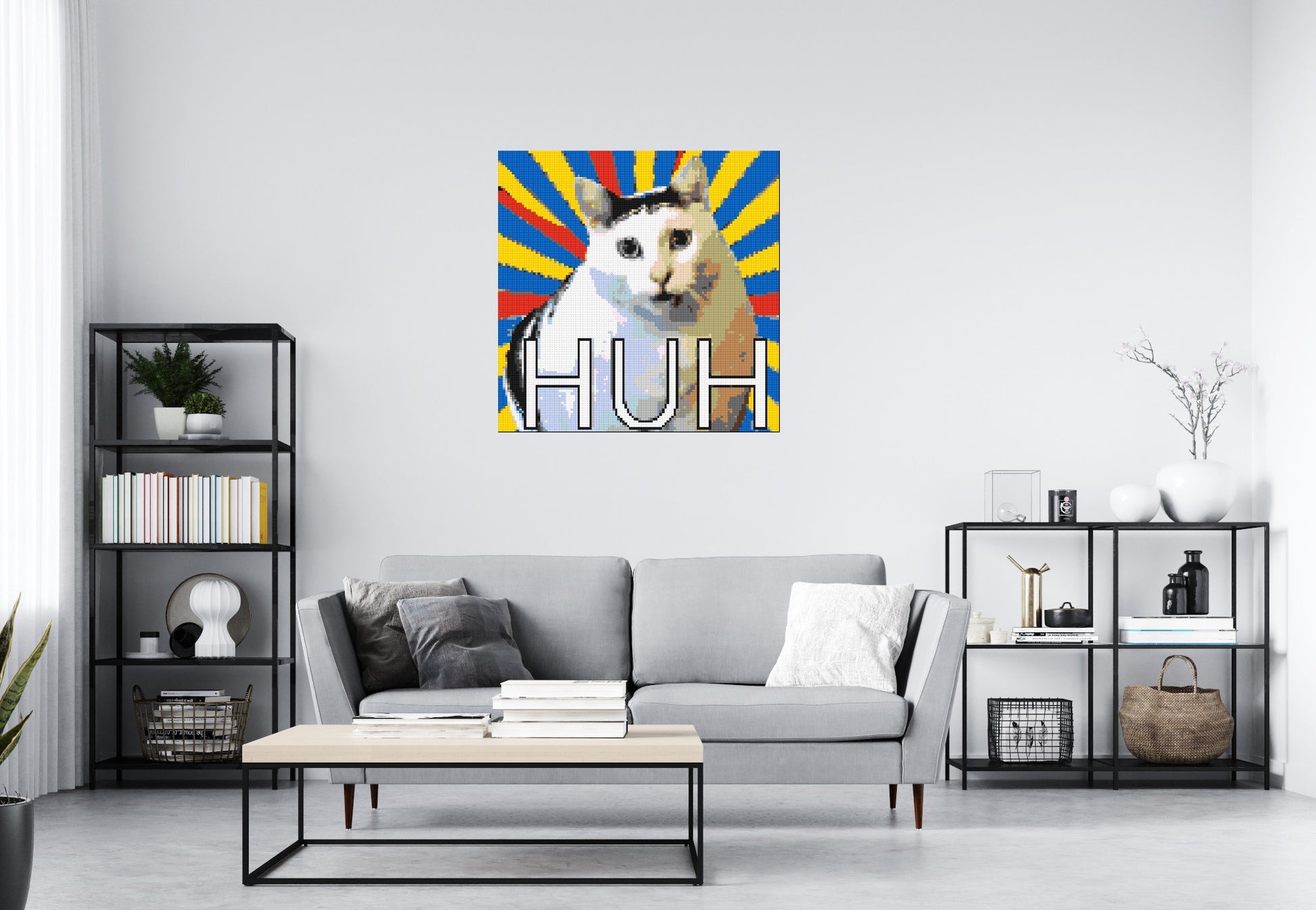 Huh Cat Meme - Brick Art Mosaic Kit 5x5 scene