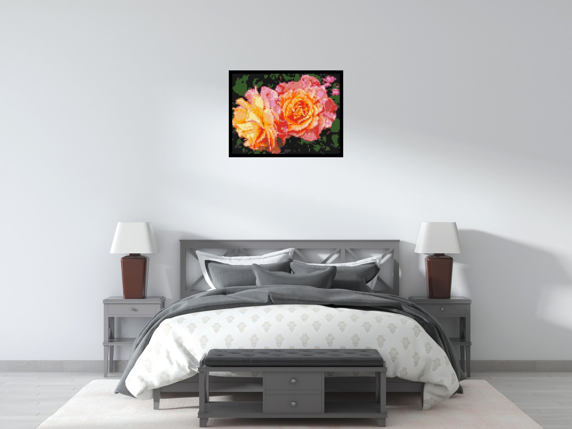 Roses - Brick Art Mosaic Kit 4x3 scene with frame