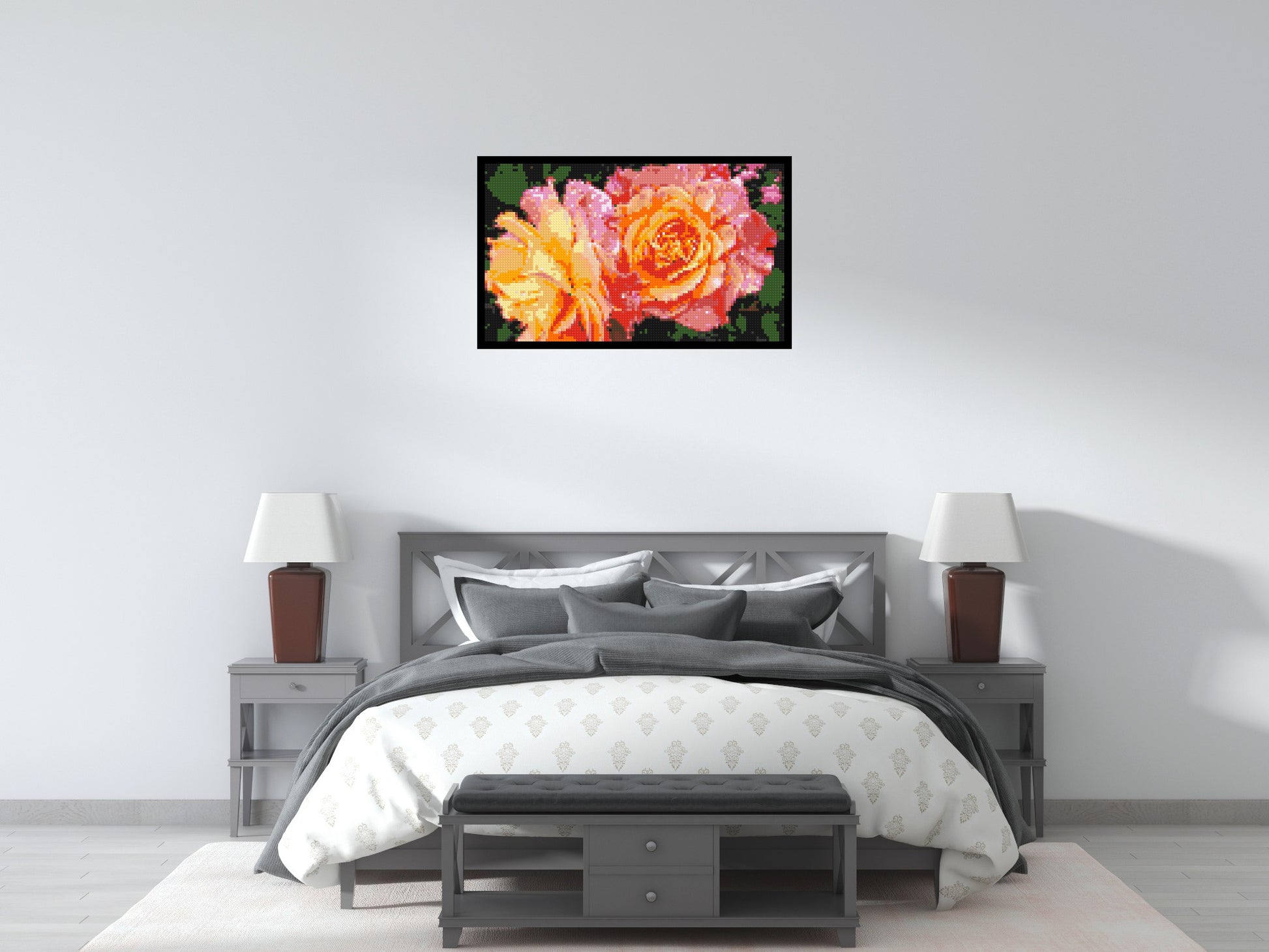 Roses - Brick Art Mosaic Kit 5x3 scene with frame