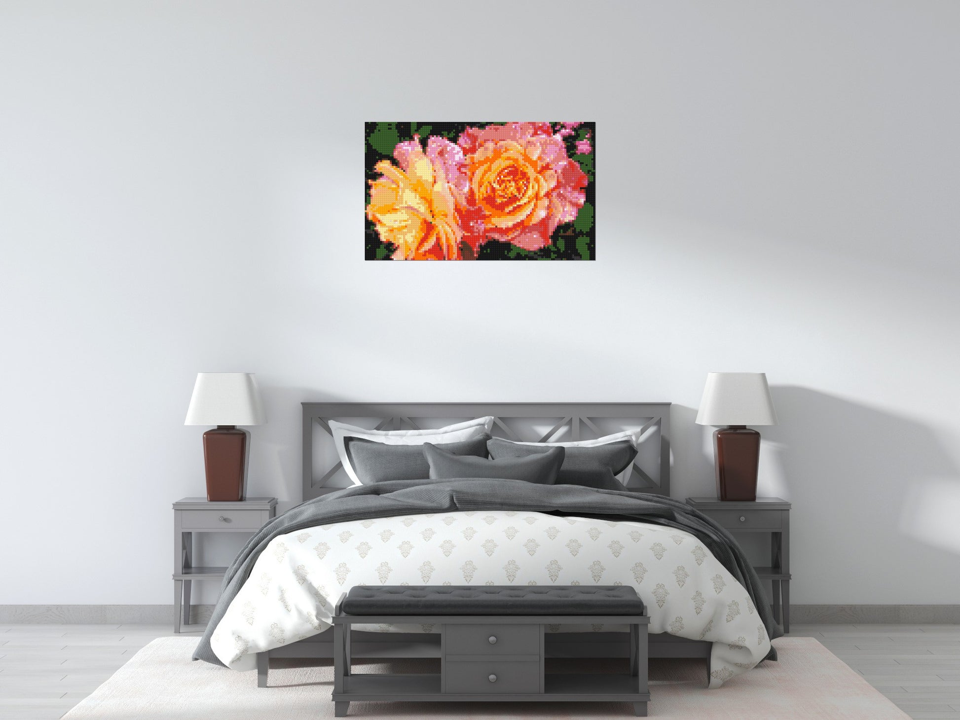 Roses - Brick Art Mosaic Kit 5x3 scene