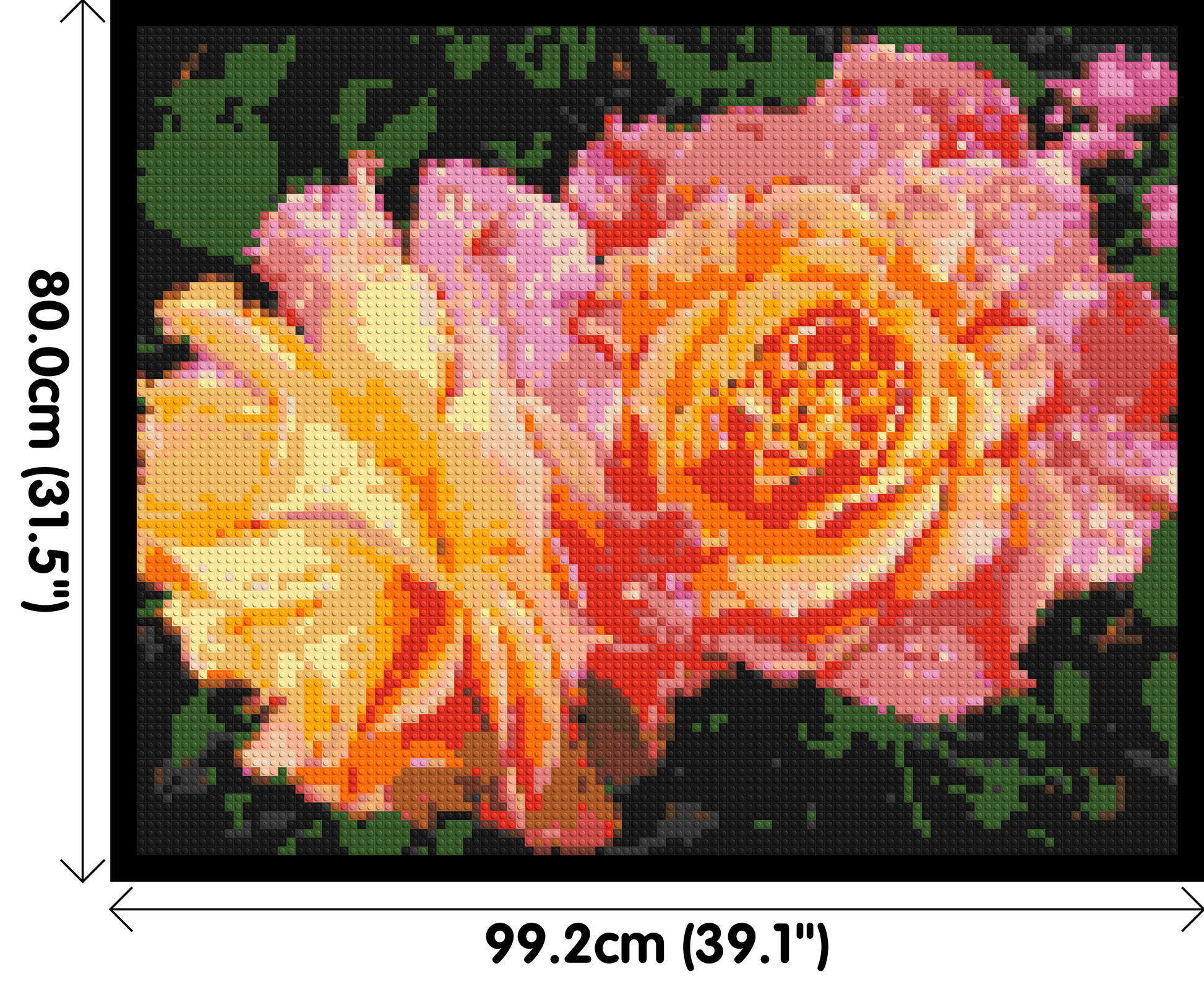 Roses - Brick Art Mosaic Kit 5x4 dimensions with frame