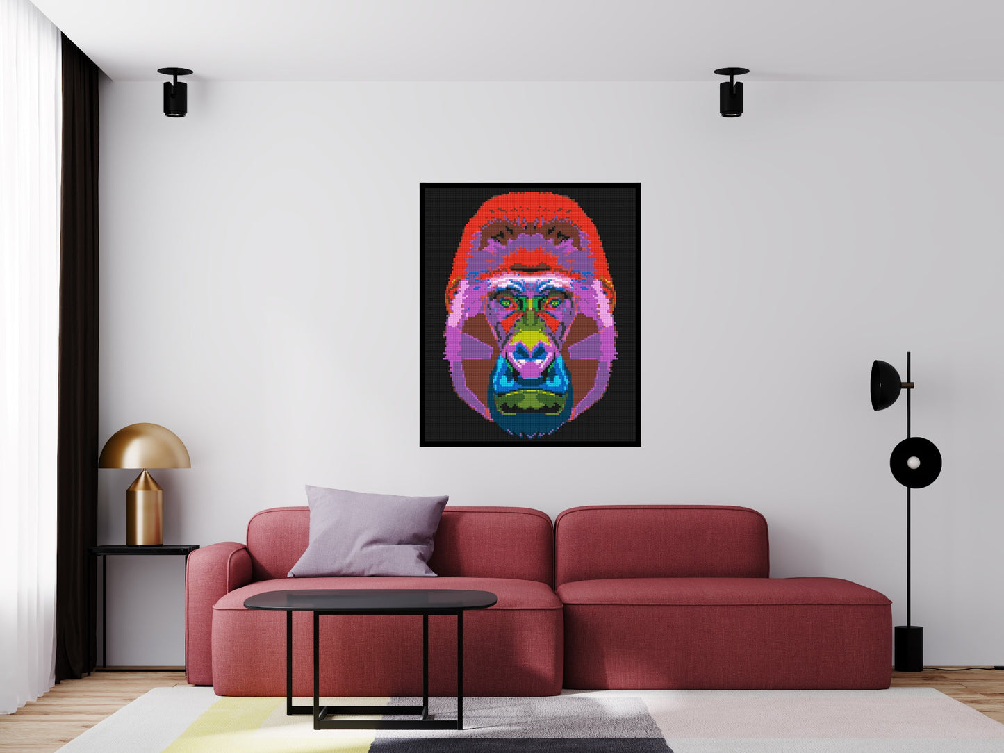 Gorilla Colourful Pop Art  - Brick Art Mosaic Kit 5x6 large