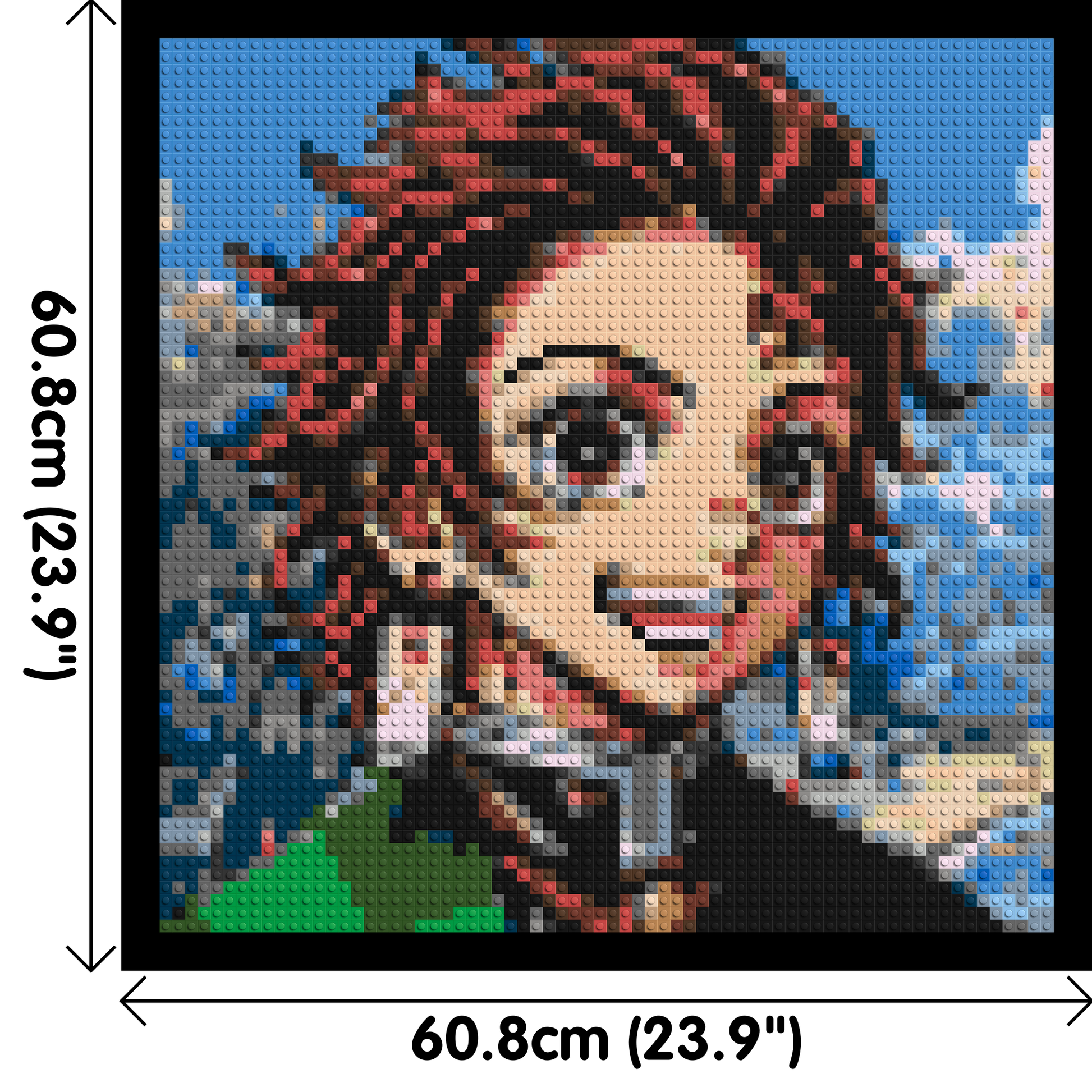 Tanjiro Pixel Art - Brick Art Mosaic Kit 3x3 dimensions with frame