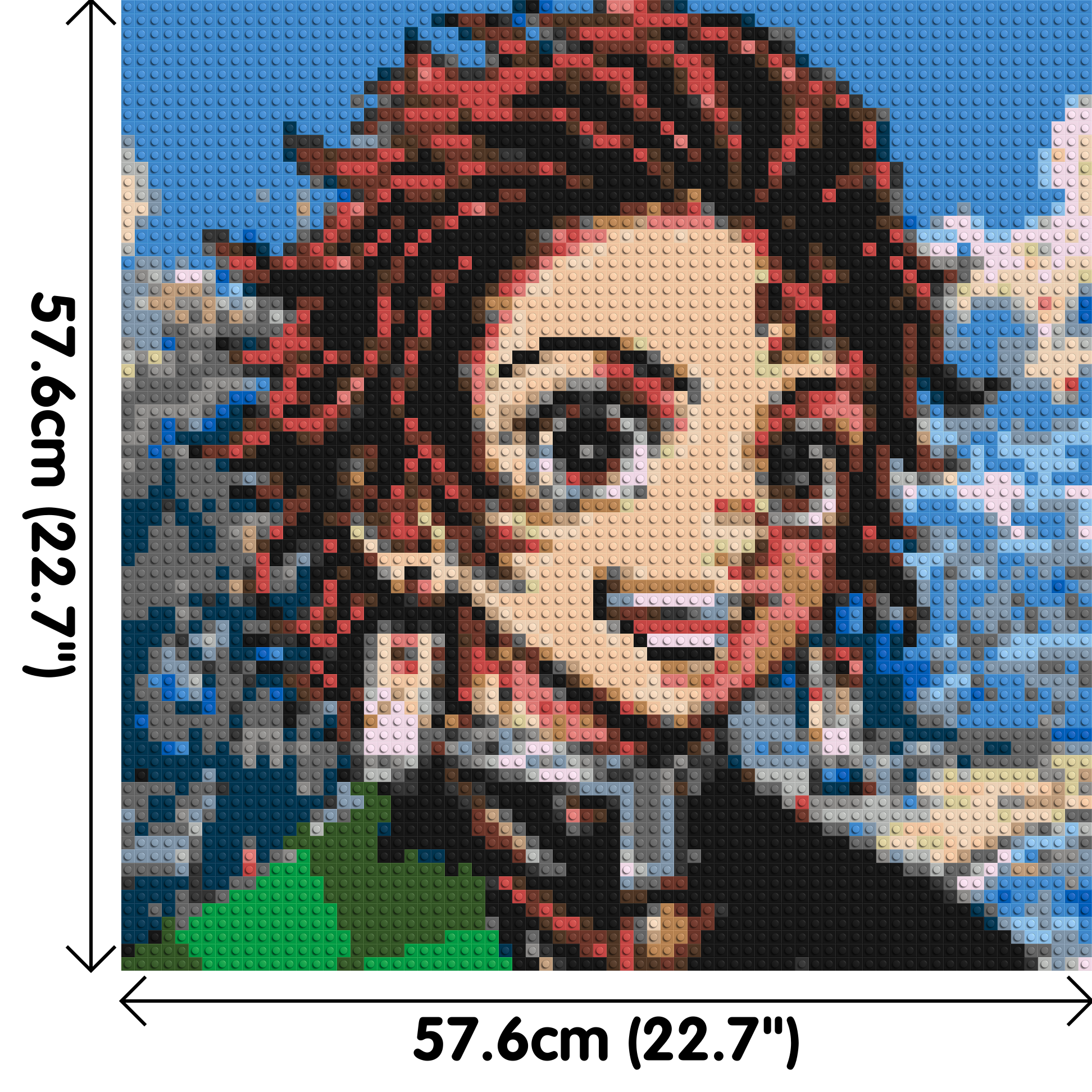 Tanjiro Pixel Art - Brick Art Mosaic Kit 3x3 dimensions