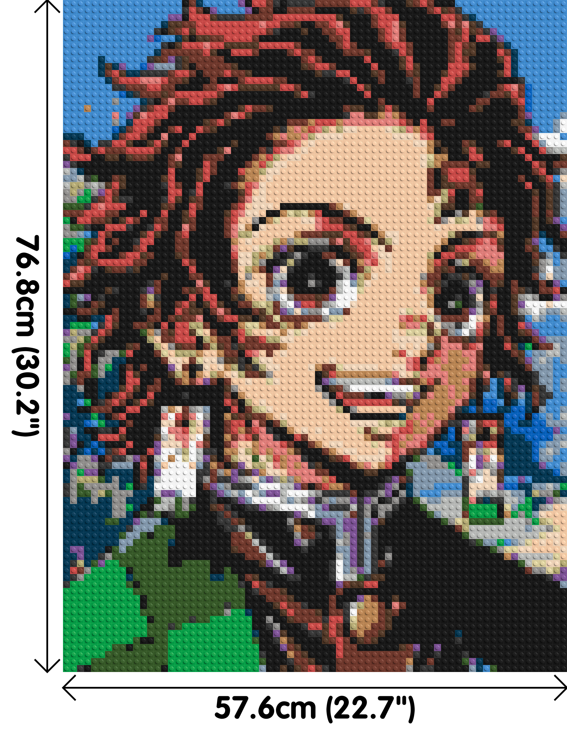 Tanjiro Pixel Art - Brick Art Mosaic Kit 3x4 dimensions