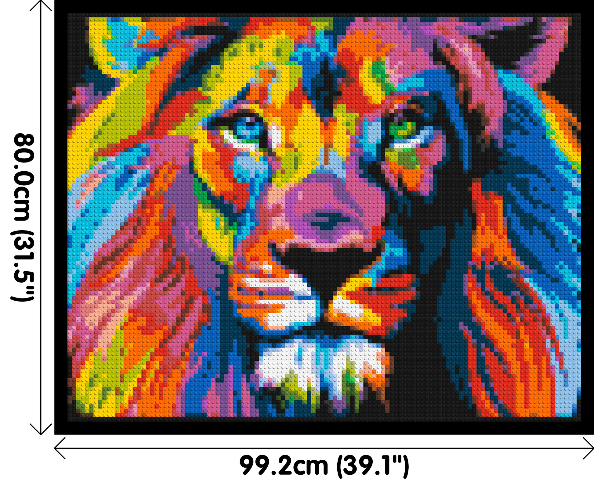 Lion Colourful Pop Art - Brick Art Mosaic Kit 5x4 dimensions with frame