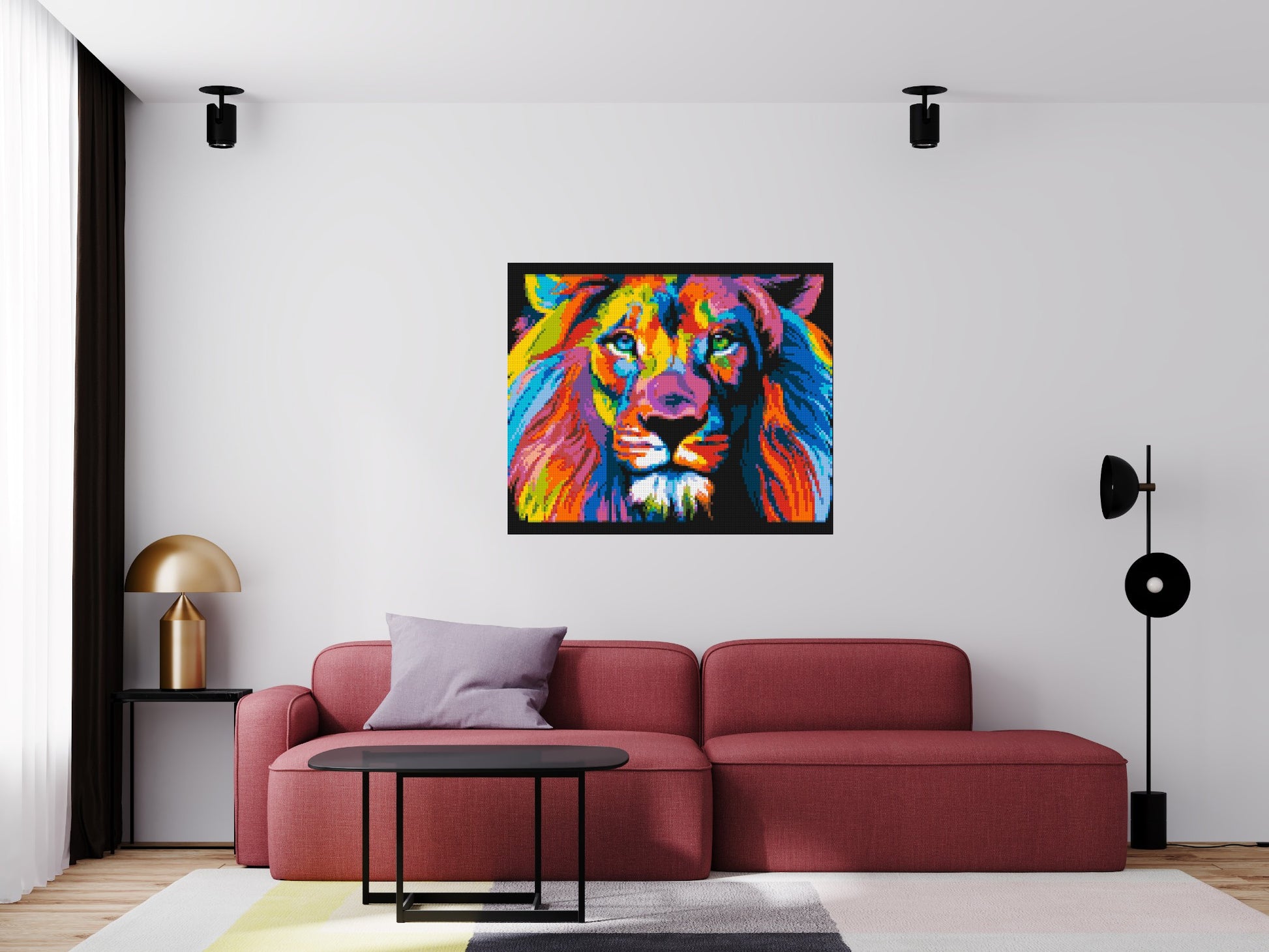 Lion Colourful Pop Art - Brick Art Mosaic Kit 6x5 scene