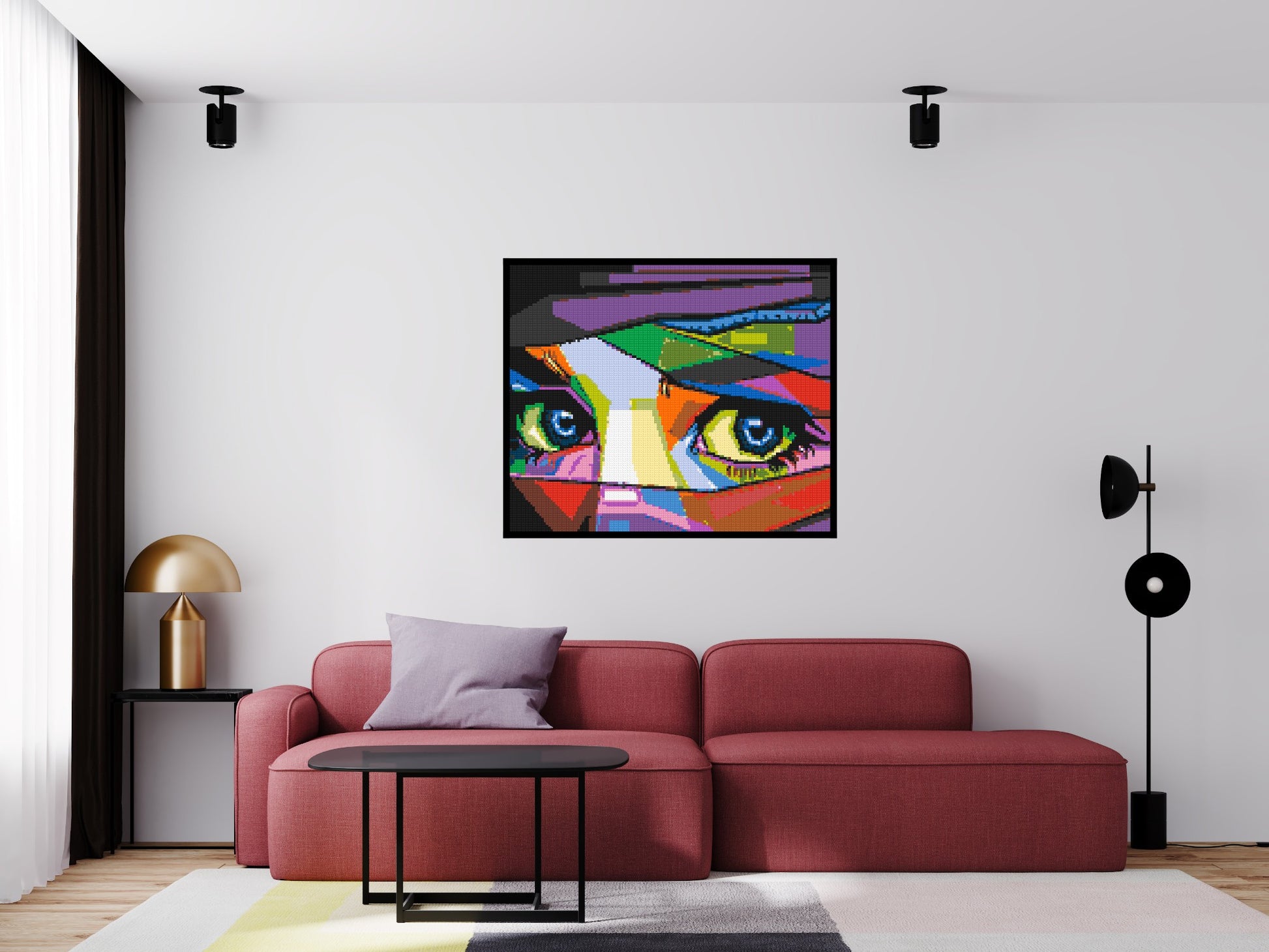 Colourful Gaze - Brick Art Mosaic Kit 6x5 scene with frame