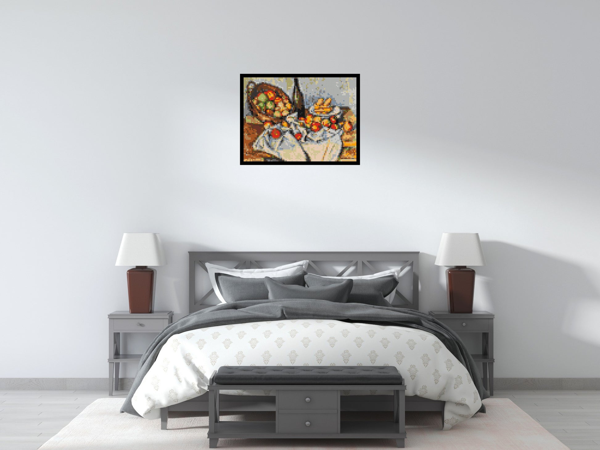 Basket of Apples by Paul Cézanne - Brick Art Mosaic Kit 4x3 scene with frame