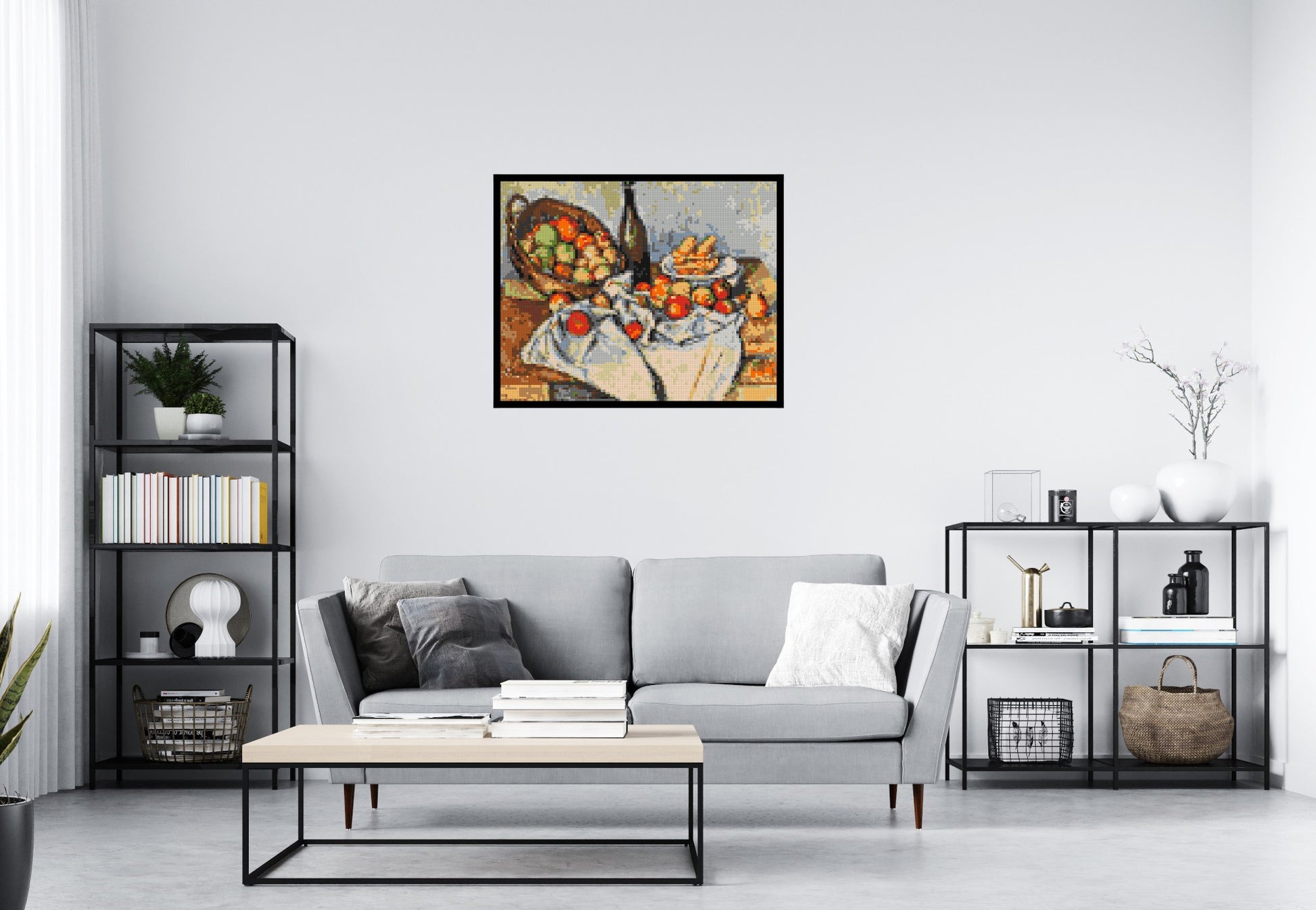 Basket of Apples by Paul Cézanne - Brick Art Mosaic Kit 5x4 scene with frame