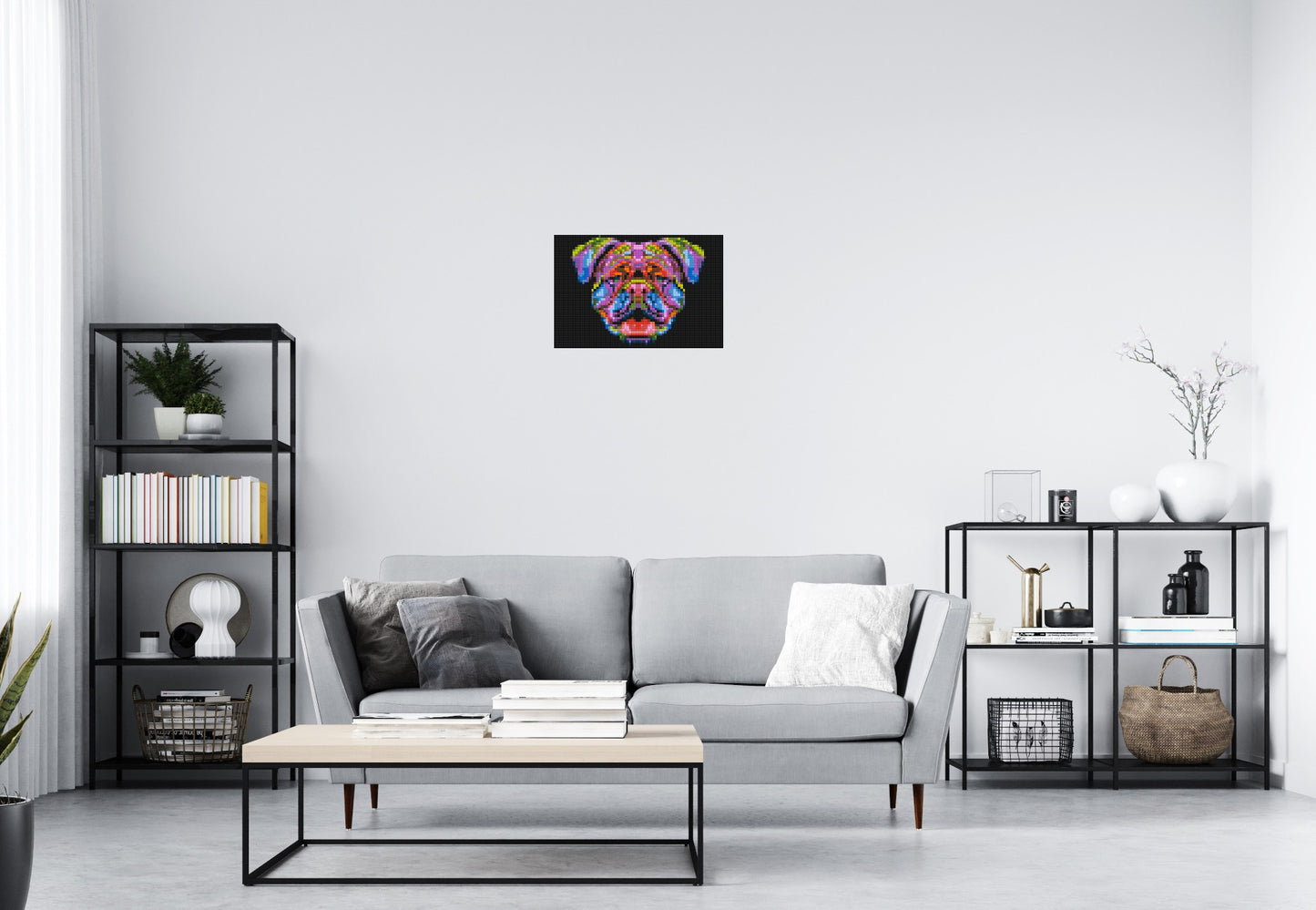 British Bulldog Colourful Pop Art - Brick Art Mosaic Kit 3x2 large