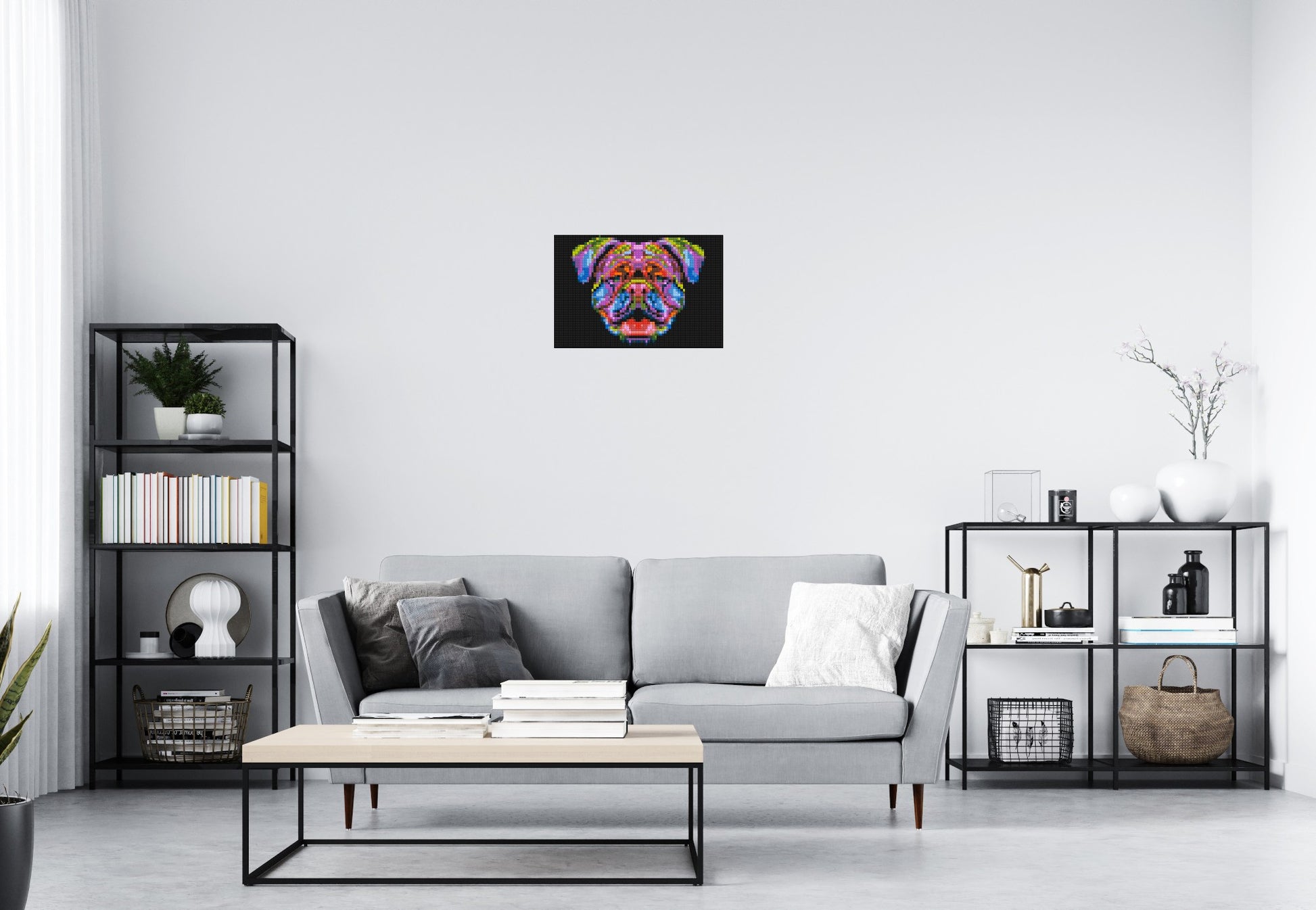 British Bulldog Colourful Pop Art - Brick Art Mosaic Kit 3x2 scene