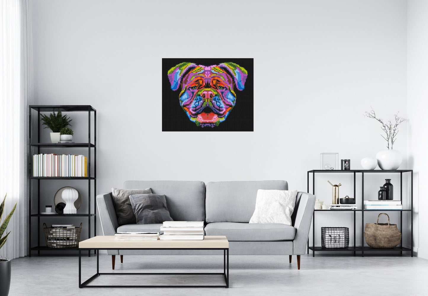 British Bulldog Colourful Pop Art - Brick Art Mosaic Kit 5x4 large