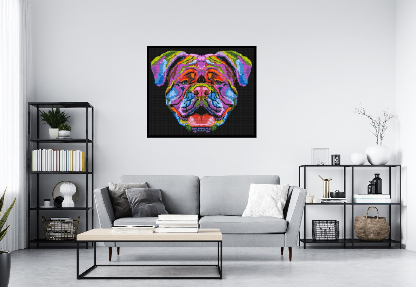 British Bulldog Colourful Pop Art - Brick Art Mosaic Kit 6x5 large