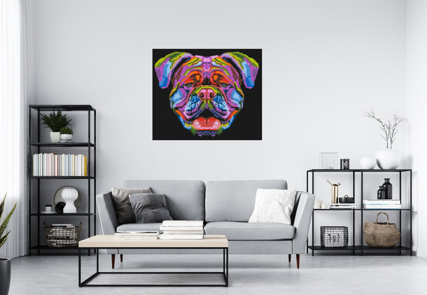 British Bulldog Colourful Pop Art - Brick Art Mosaic Kit 6x5 large