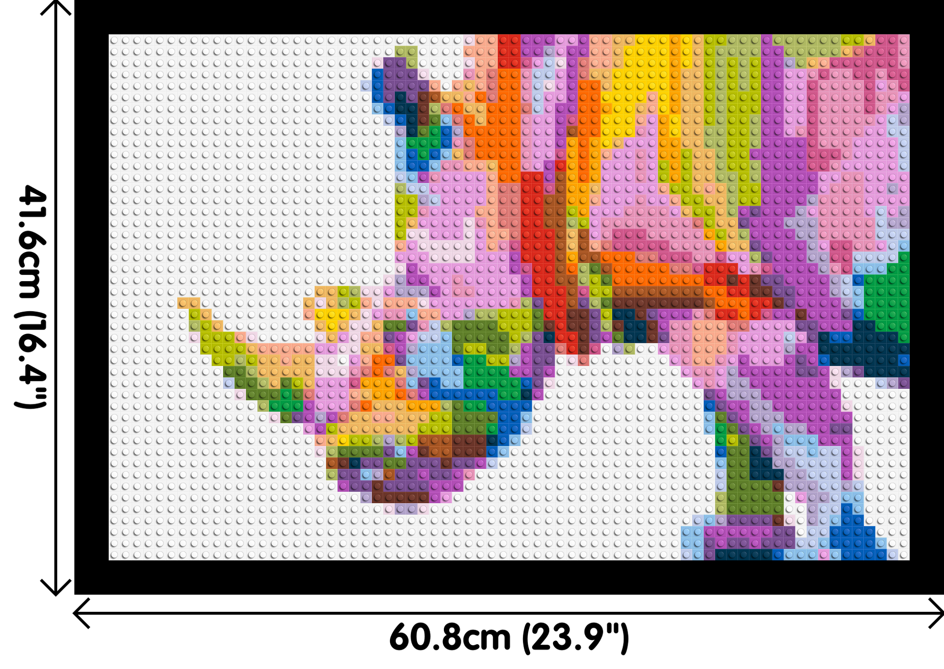 Rhinoceros Colourful Pop Art  - Brick Art Mosaic Kit 3x2 dimensions with frame