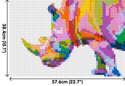 Rhinoceros Colourful Pop Art  - Brick Art Mosaic Kit 3x2 large