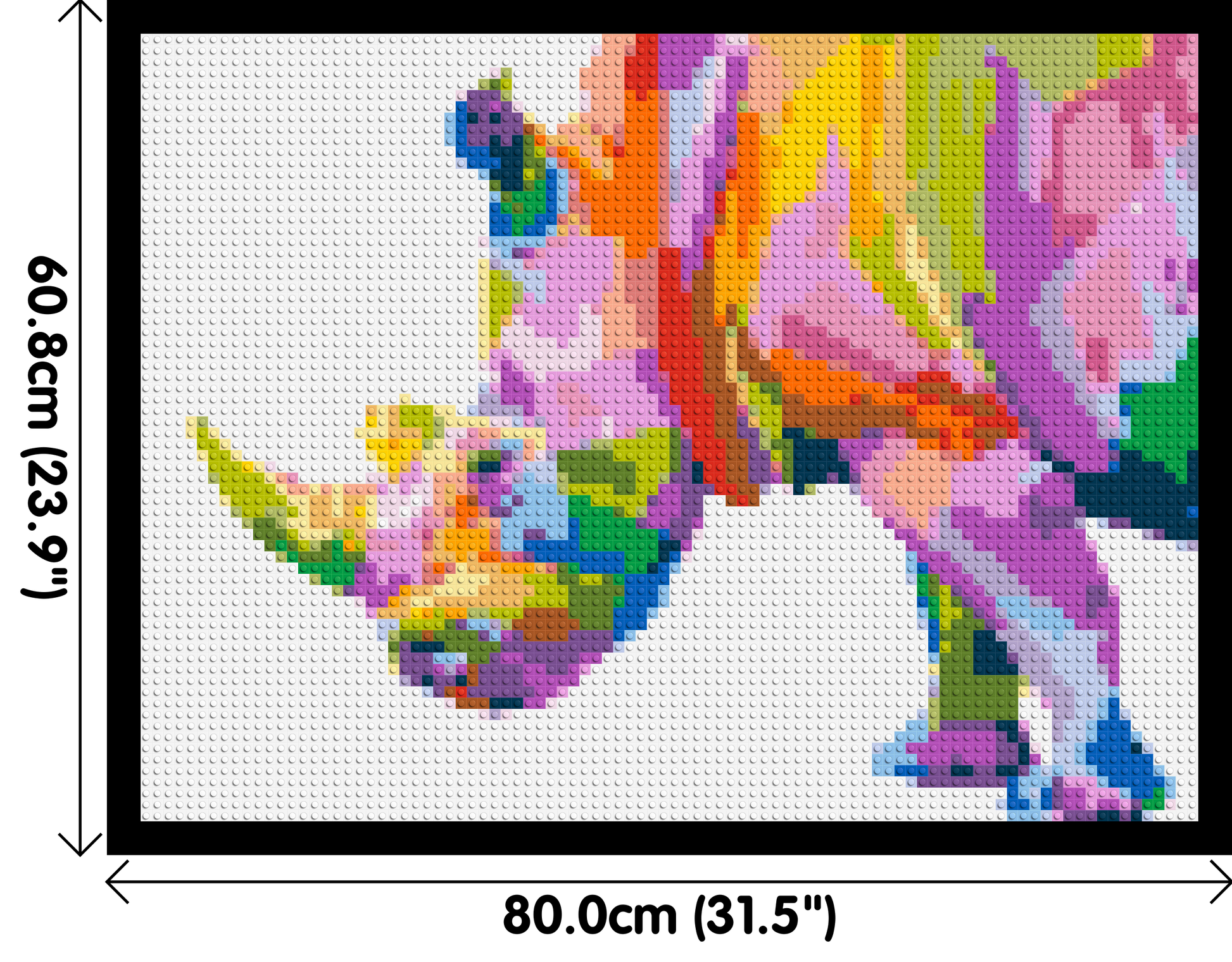 Rhinoceros Colourful Pop Art  - Brick Art Mosaic Kit 4x3 dimensions with frame