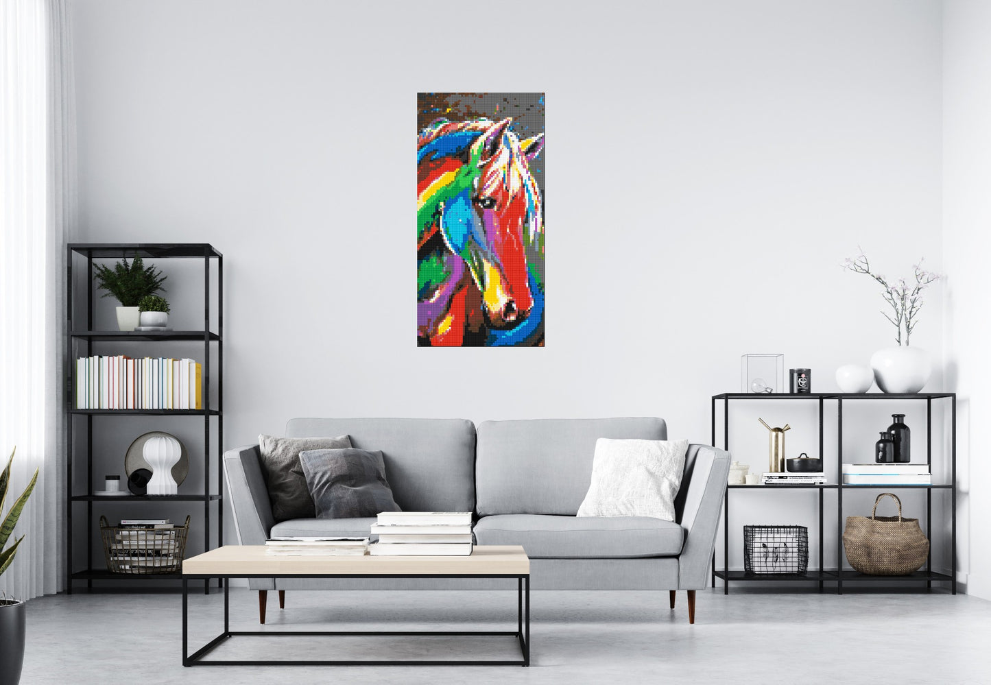 Rainbow Horse Colourful Pop Art - Brick Art Mosaic Kit 3x6 large