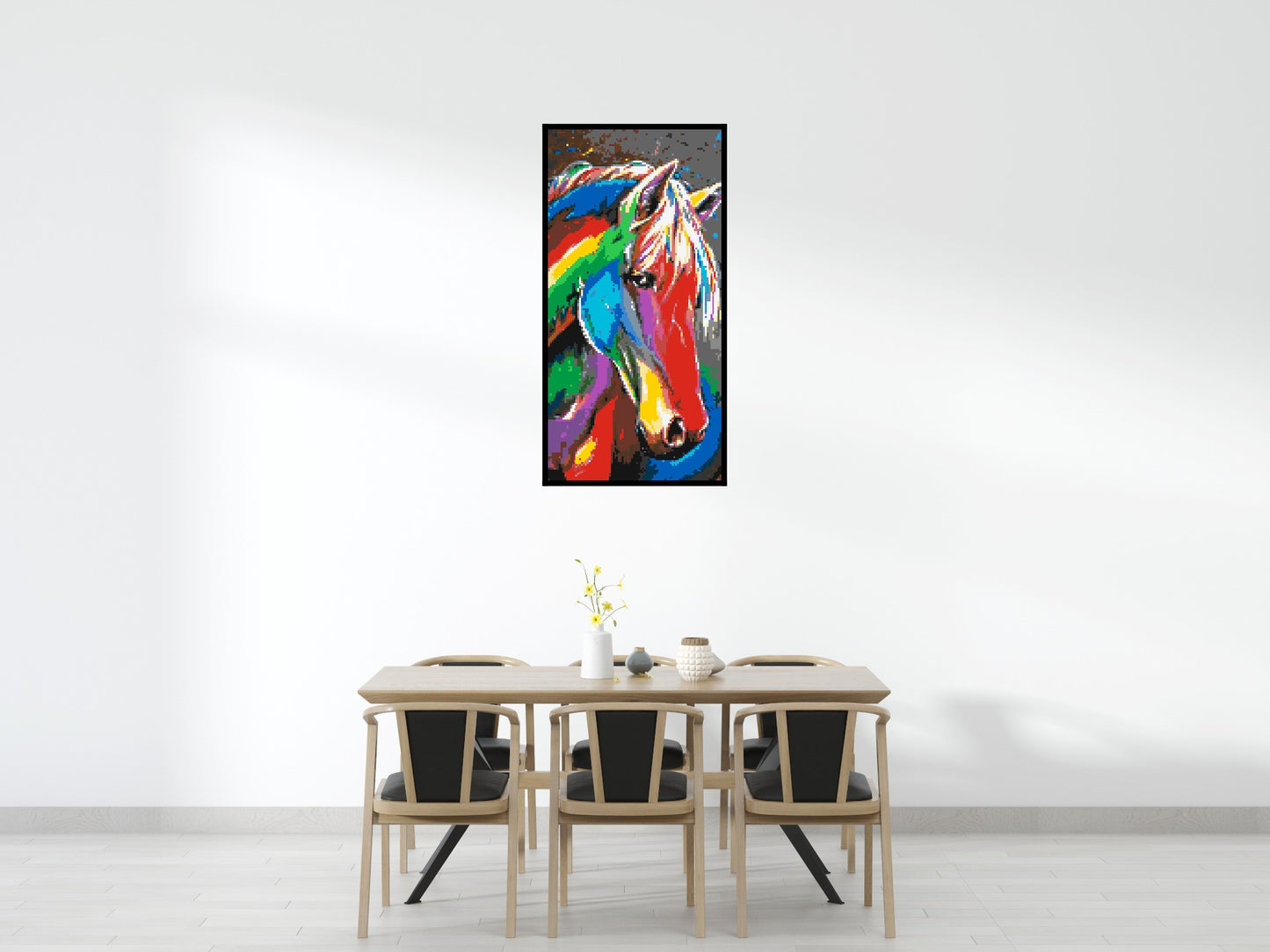 Rainbow Horse Colourful Pop Art - Brick Art Mosaic Kit 4x8 large