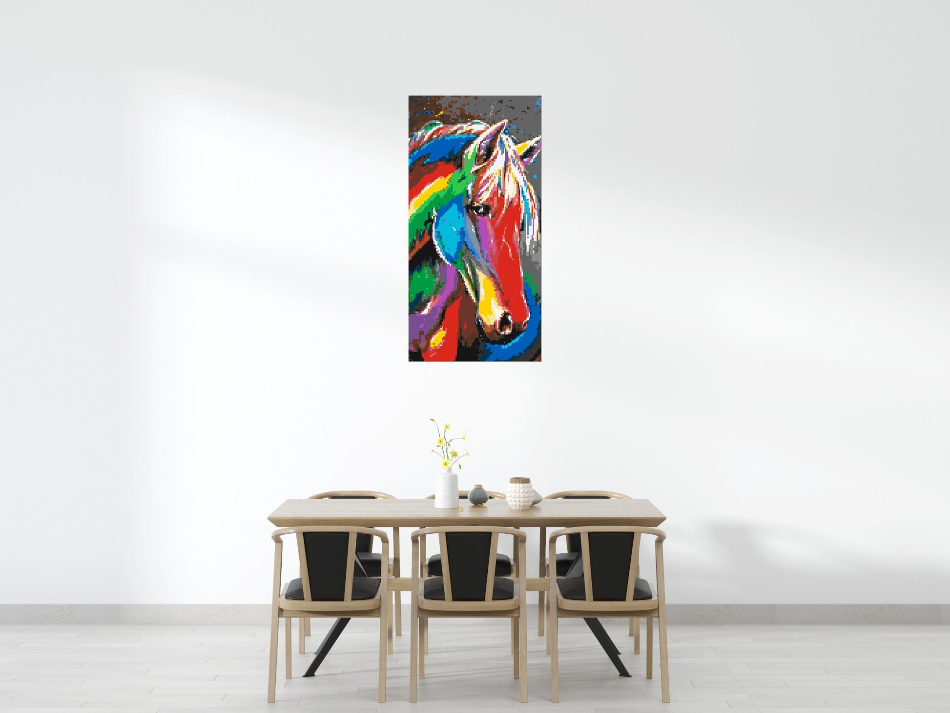 Rainbow Horse Colourful Pop Art - Brick Art Mosaic Kit 4x8 scene