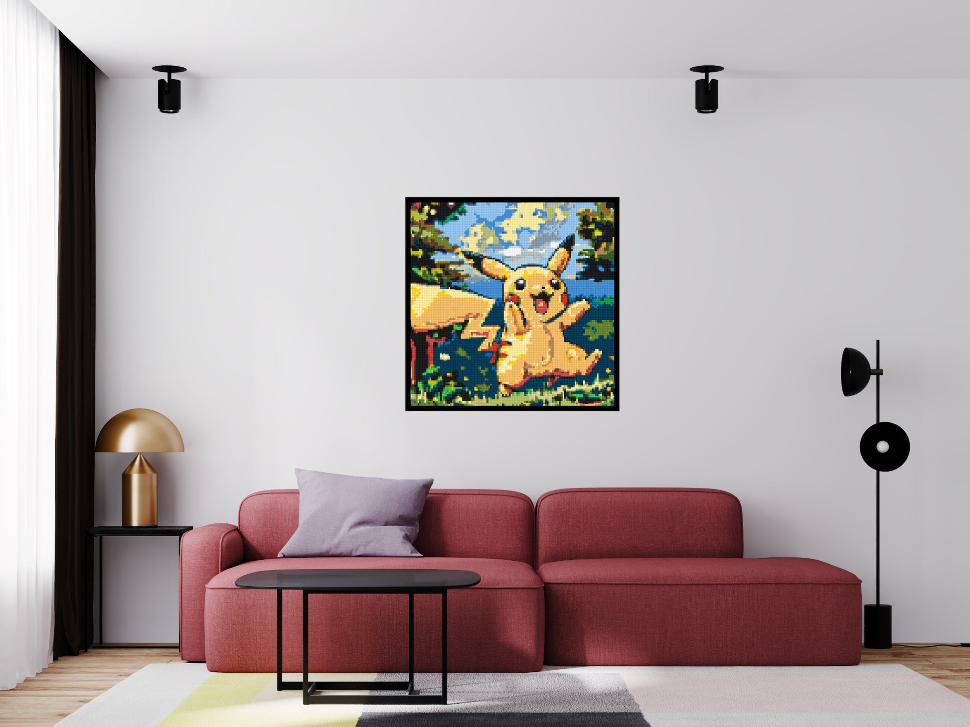 Pikachu - Brick Art Mosaic Kit 5x5 scene with frame