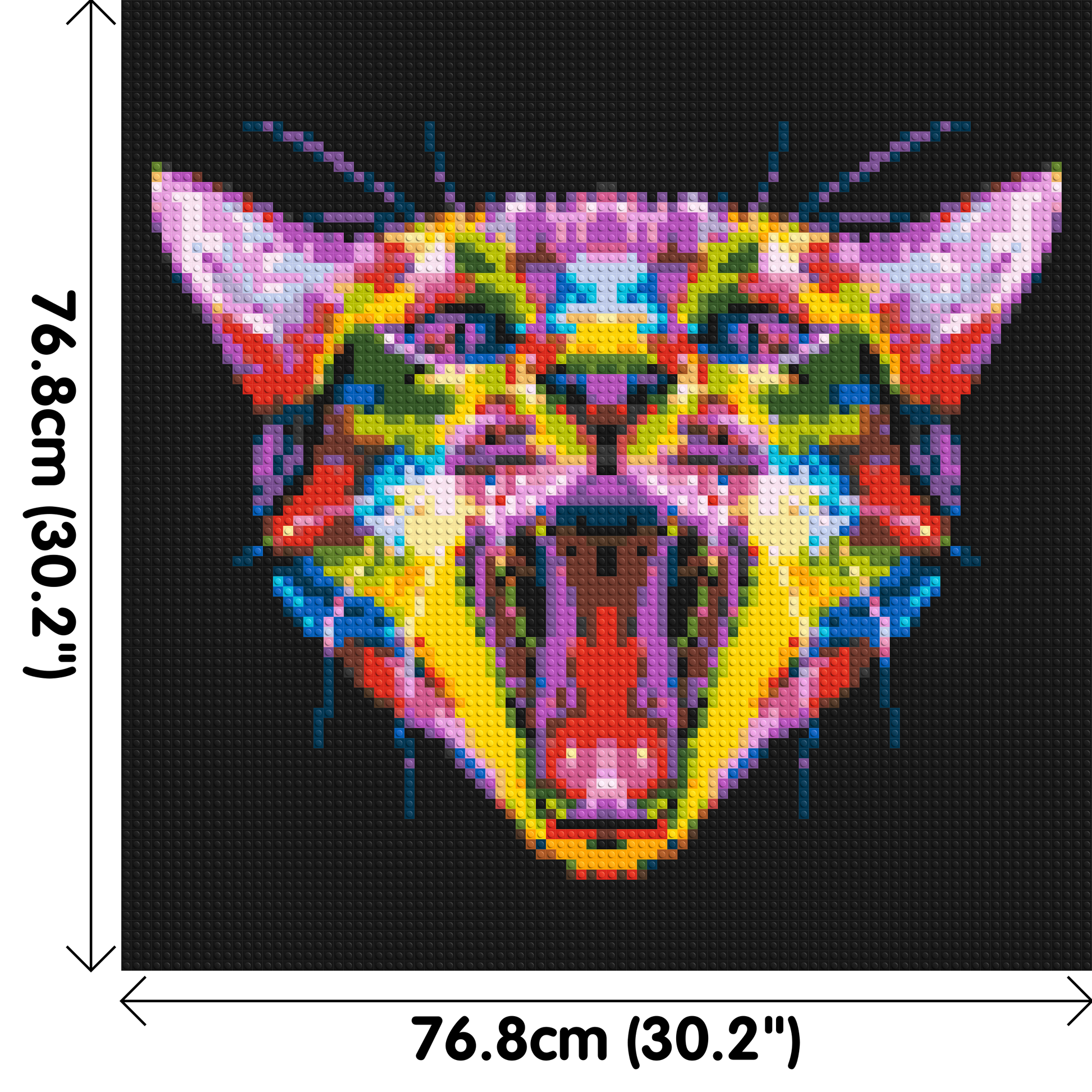 Meowing Cat Colourful Pop Art - Brick Art Mosaic Kit 4x4 dimensions