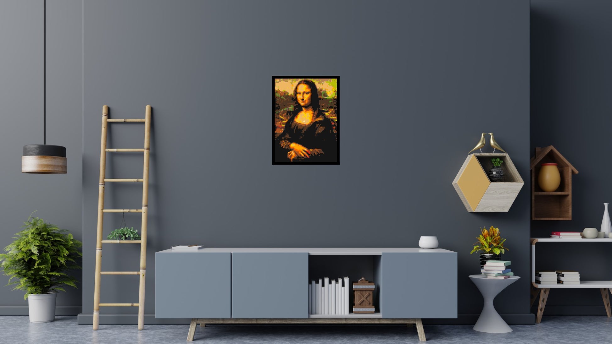 The Mona Lisa by Leonardo Da Vinci - Brick Art Mosaic Kit 3x4 scene with frame