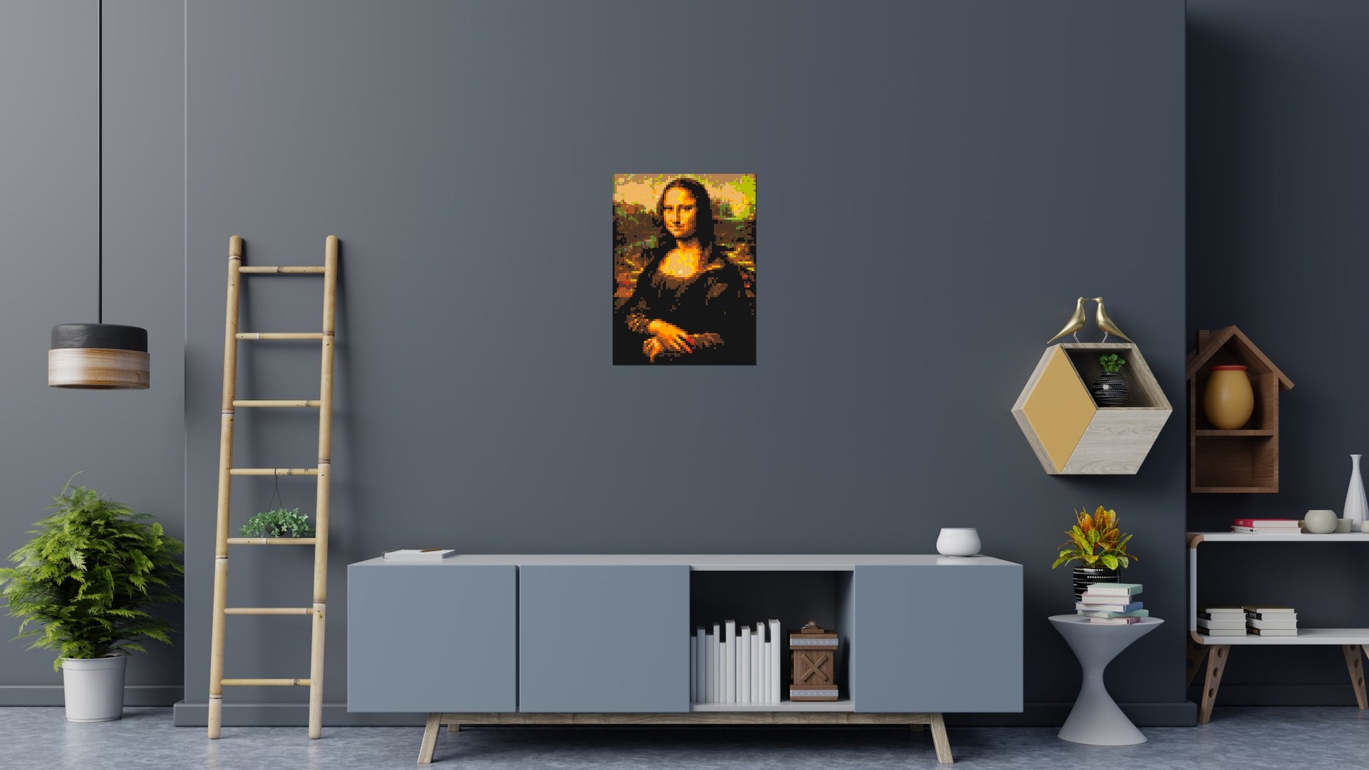 The Mona Lisa by Leonardo Da Vinci - Brick Art Mosaic Kit 3x4 scene