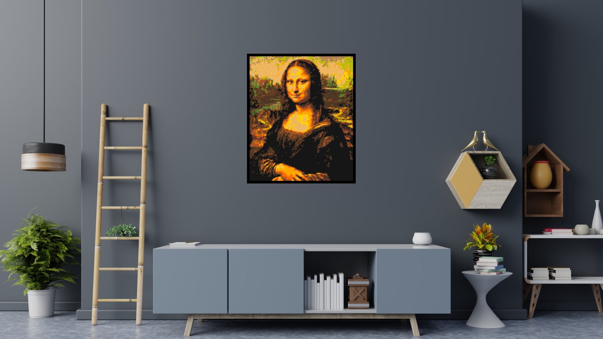 The Mona Lisa by Leonardo Da Vinci - Brick Art Mosaic Kit 5x6 scene with frame