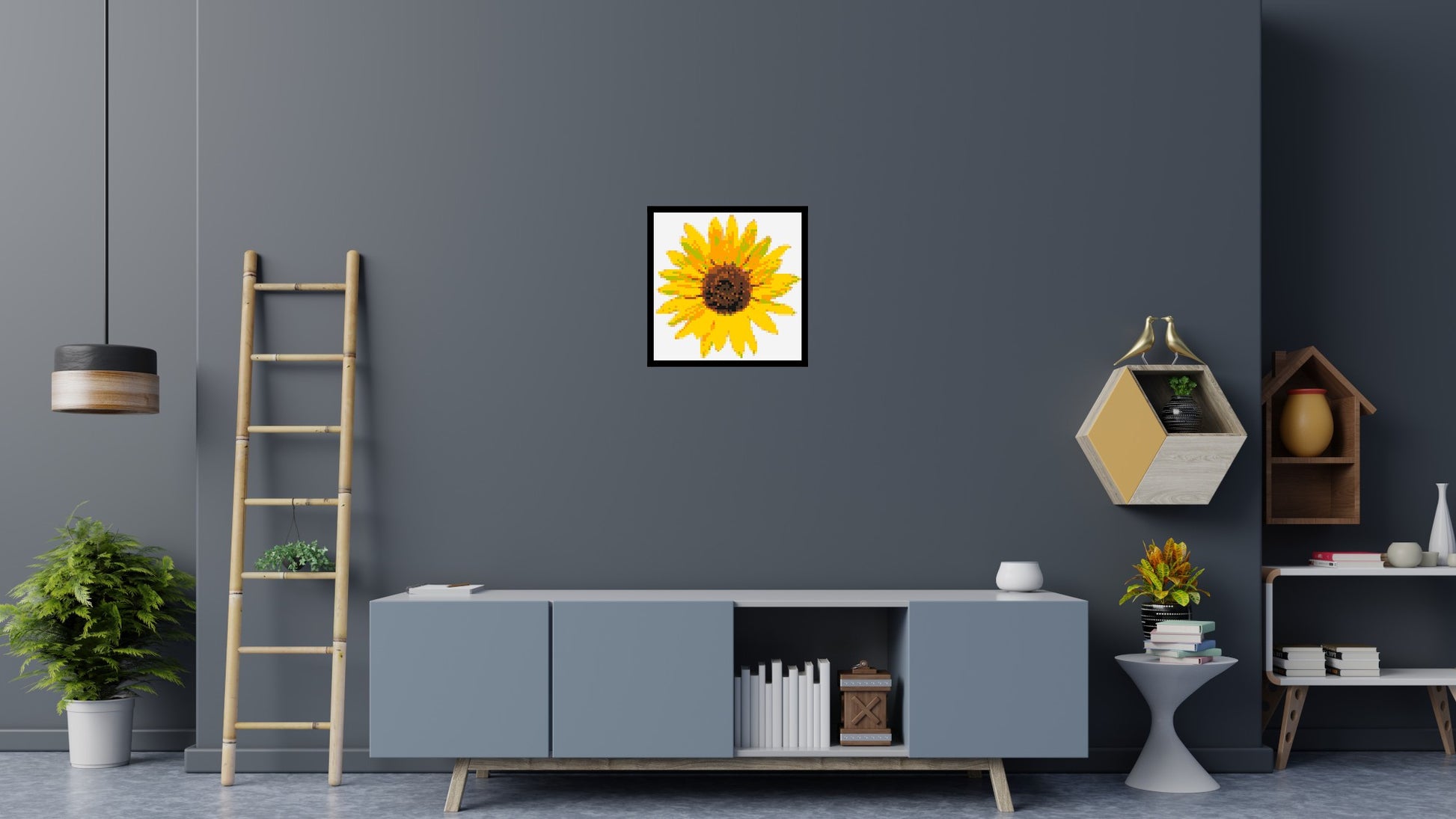 Sunflower - Brick Art Mosaic Kit 3x3 scene with frame