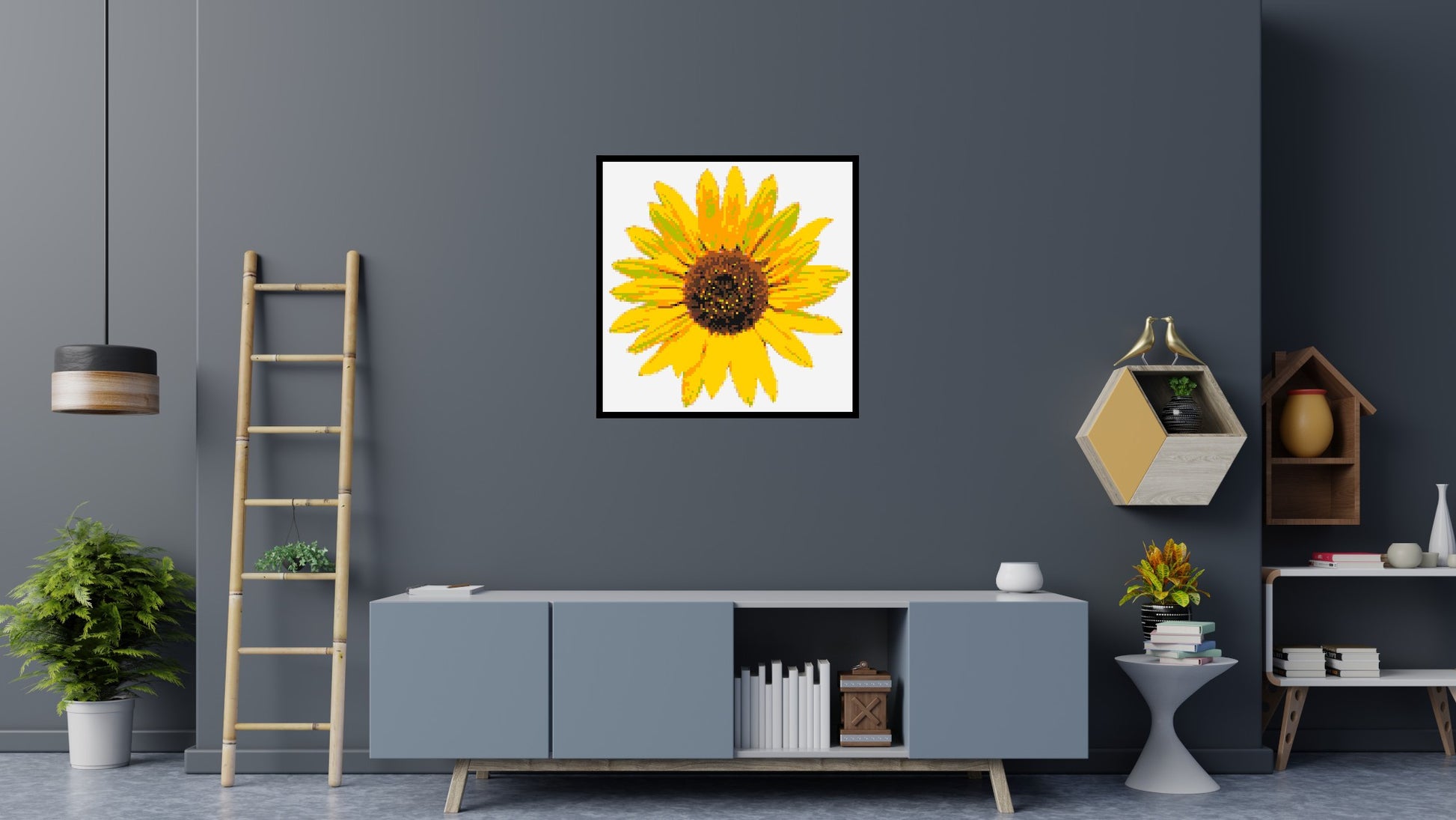 Sunflower - Brick Art Mosaic Kit 5x5 scene with frame