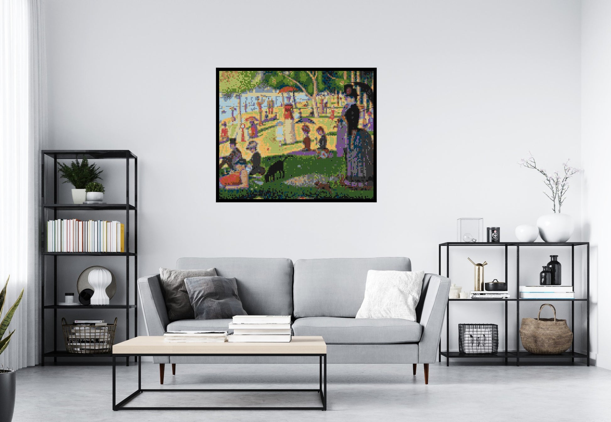 A Sunday Afternoon on the Island of La Grande Jatte By Georges Seurat - Brick Art Mosaic Kit 6x5 scene with frame