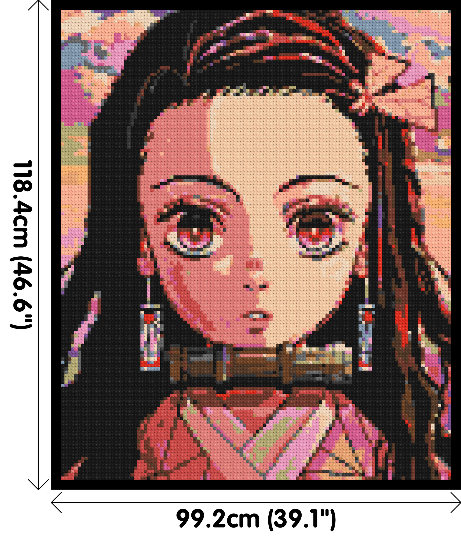Nezuko Pixel Art - Brick Art Mosaic Kit 5x6 dimensions with frame