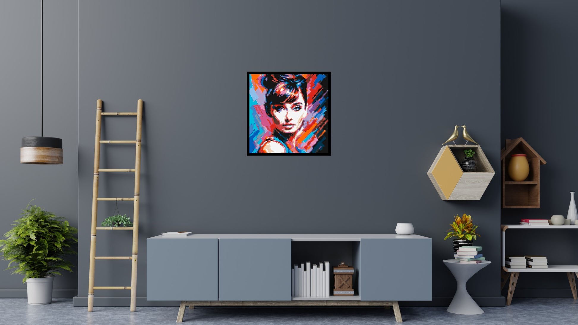 Audrey Hepburn - Brick Art Mosaic Kit 4x4 scene with frame