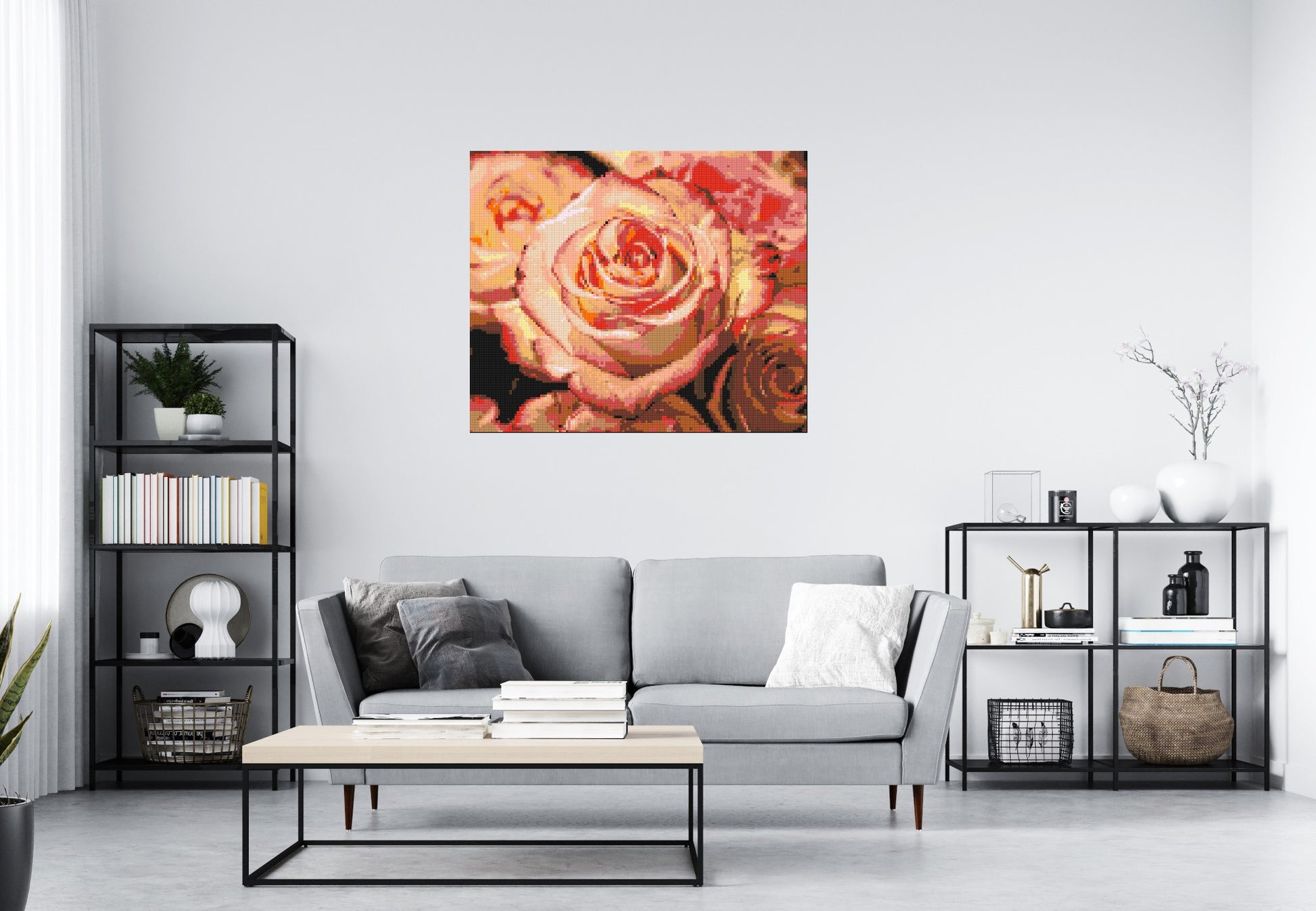 Pink Roses - Brick Art Mosaic Kit 6x5 scene