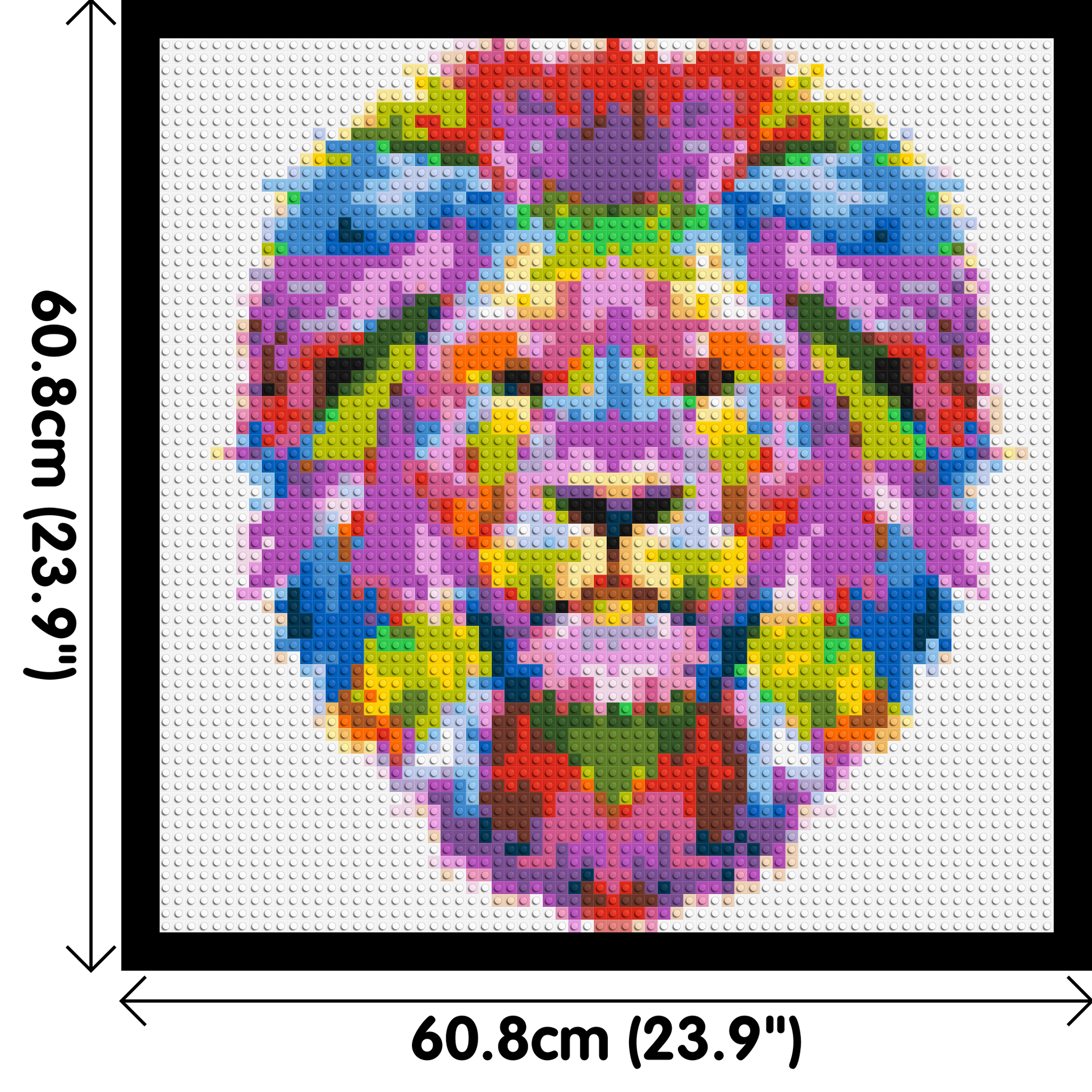 Regal Lion Colourful Pop Art - Brick Art Mosaic Kit 3x3 dimensions with frame