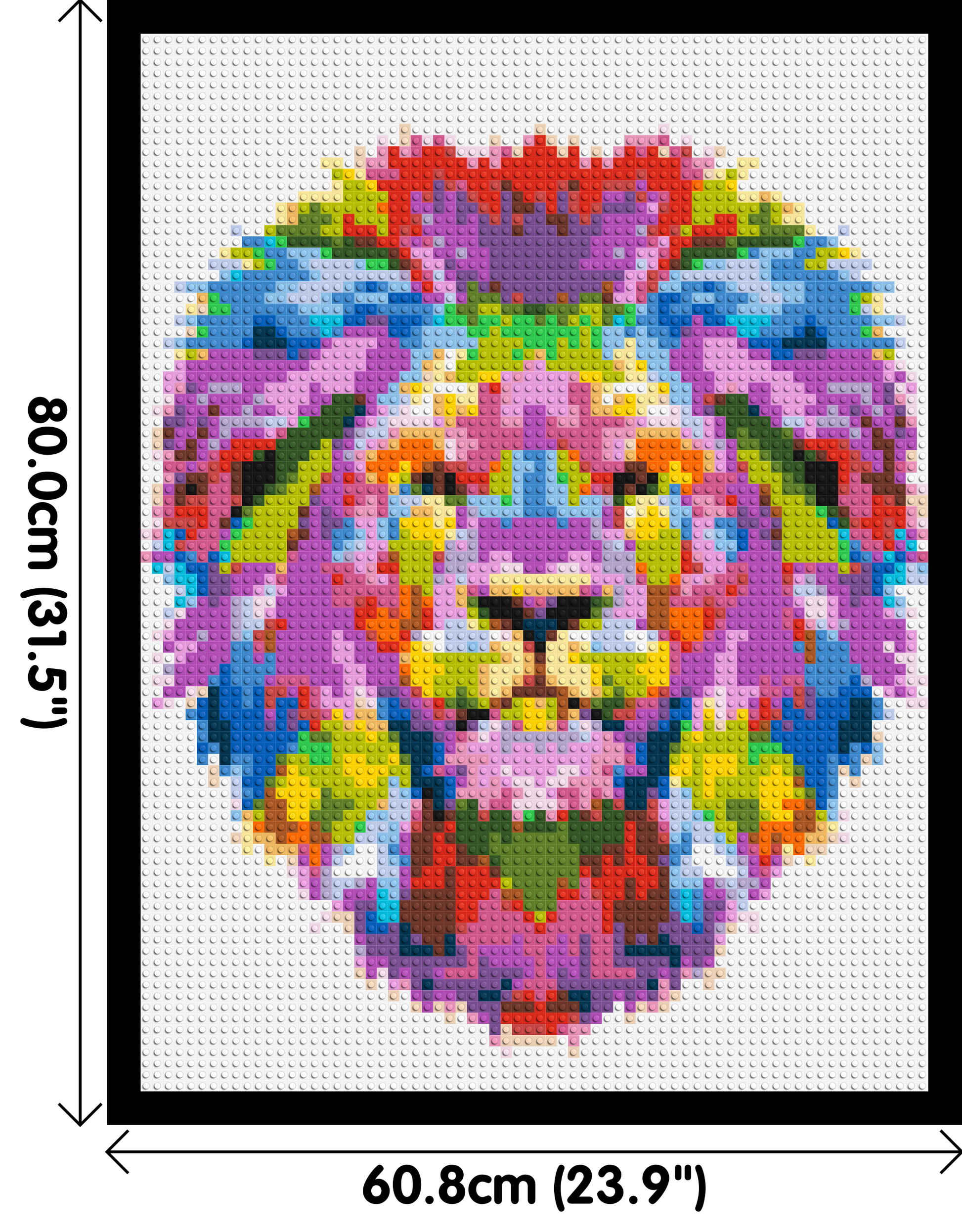 Regal Lion Colourful Pop Art - Brick Art Mosaic Kit 3x4 dimensions with frame