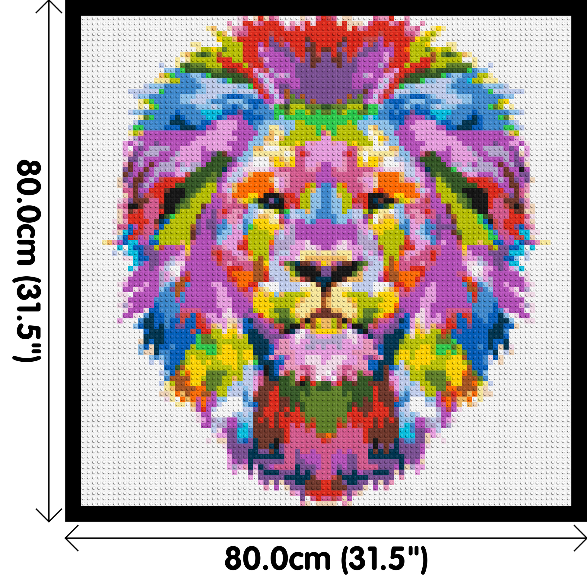 Regal Lion Colourful Pop Art - Brick Art Mosaic Kit 4x4 dimensions with frame