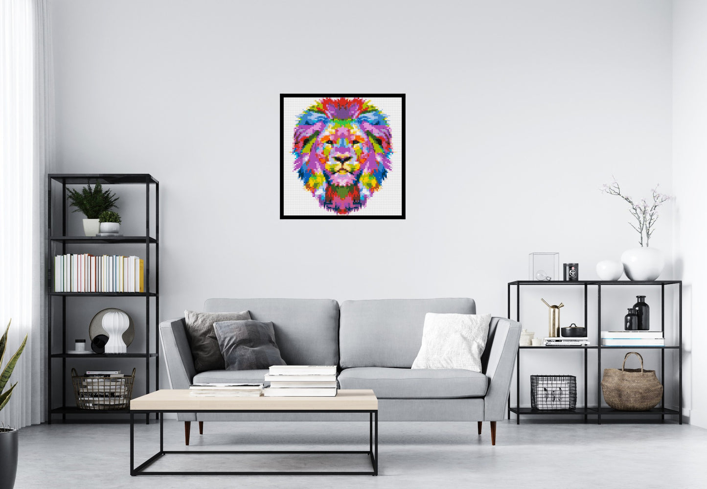 Regal Lion Colourful Pop Art - Brick Art Mosaic Kit 4x4 large