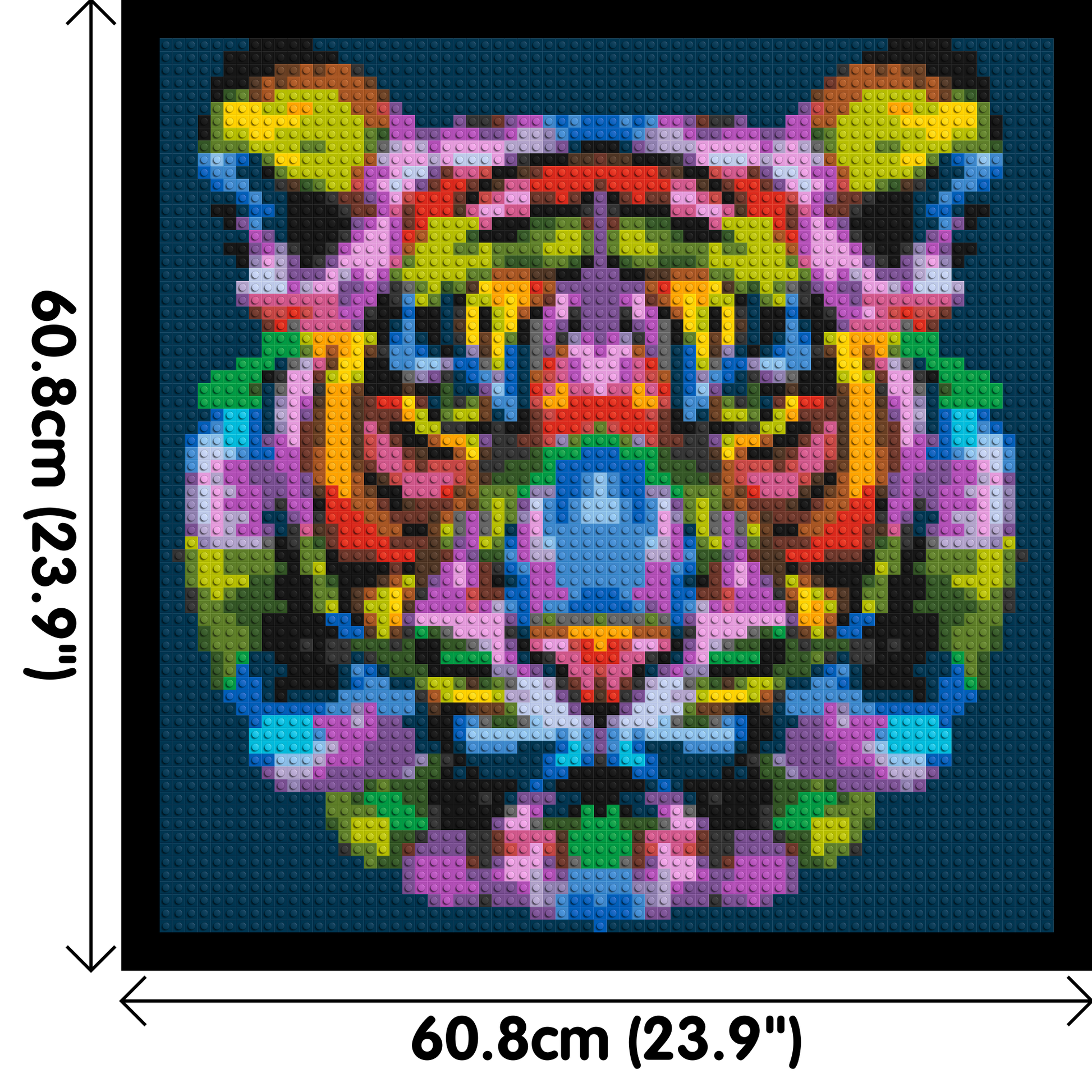 Tiger Colourful Pop Art - Brick Art Mosaic Kit 3x3 dimensions with frame