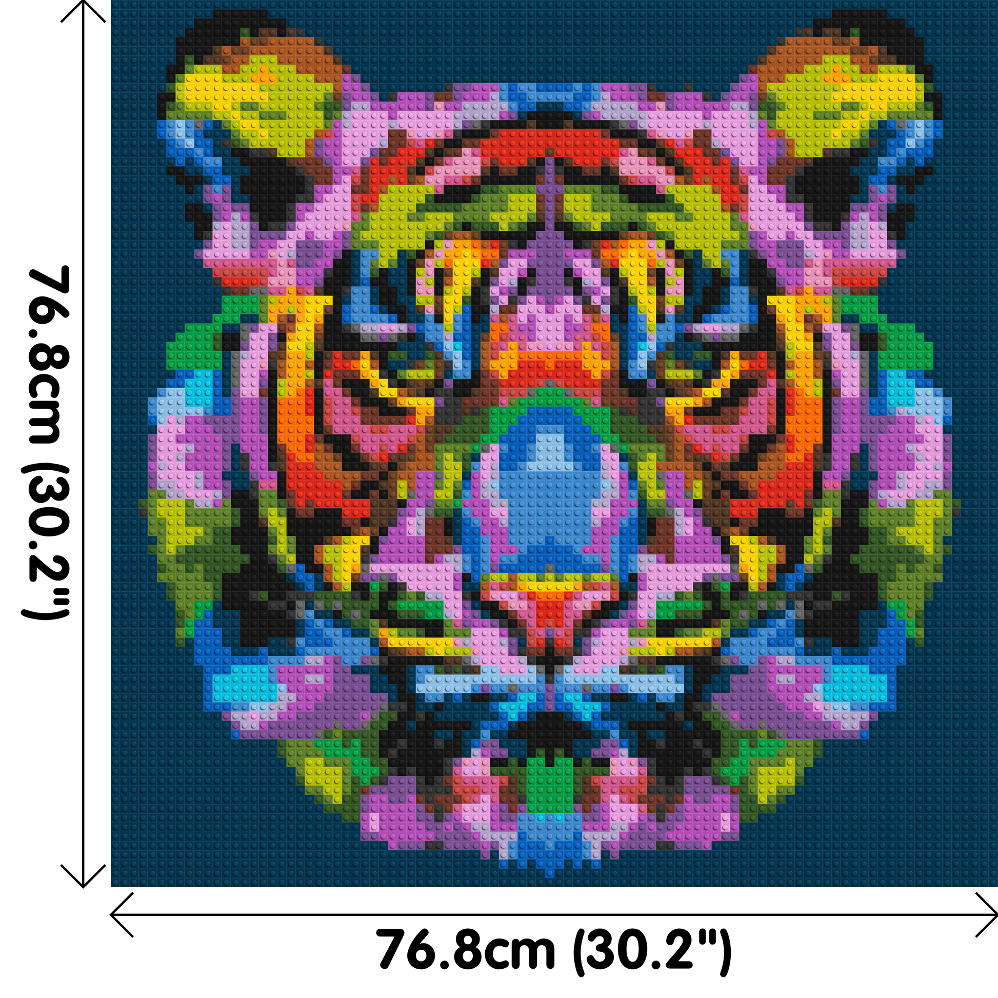 Tiger Colourful Pop Art - Brick Art Mosaic Kit 4x4 dimensions