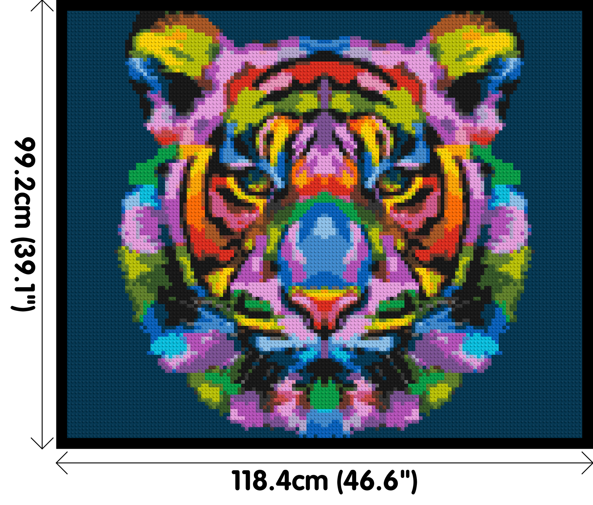 Tiger Colourful Pop Art - Brick Art Mosaic Kit 6x5 dimensions with frame