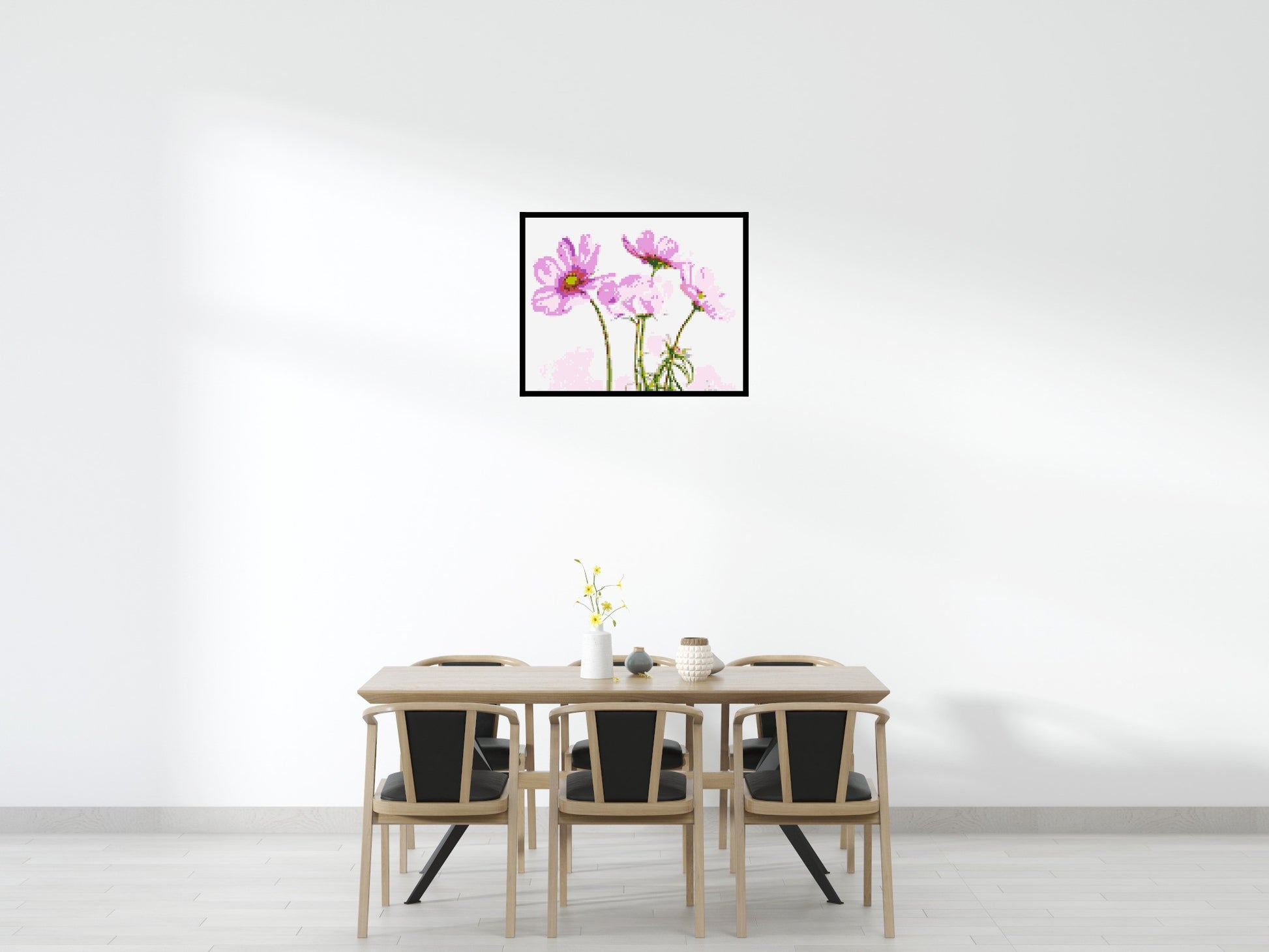 Pink Cosmea - Brick Art Mosaic Kit 5x4 scene with frame